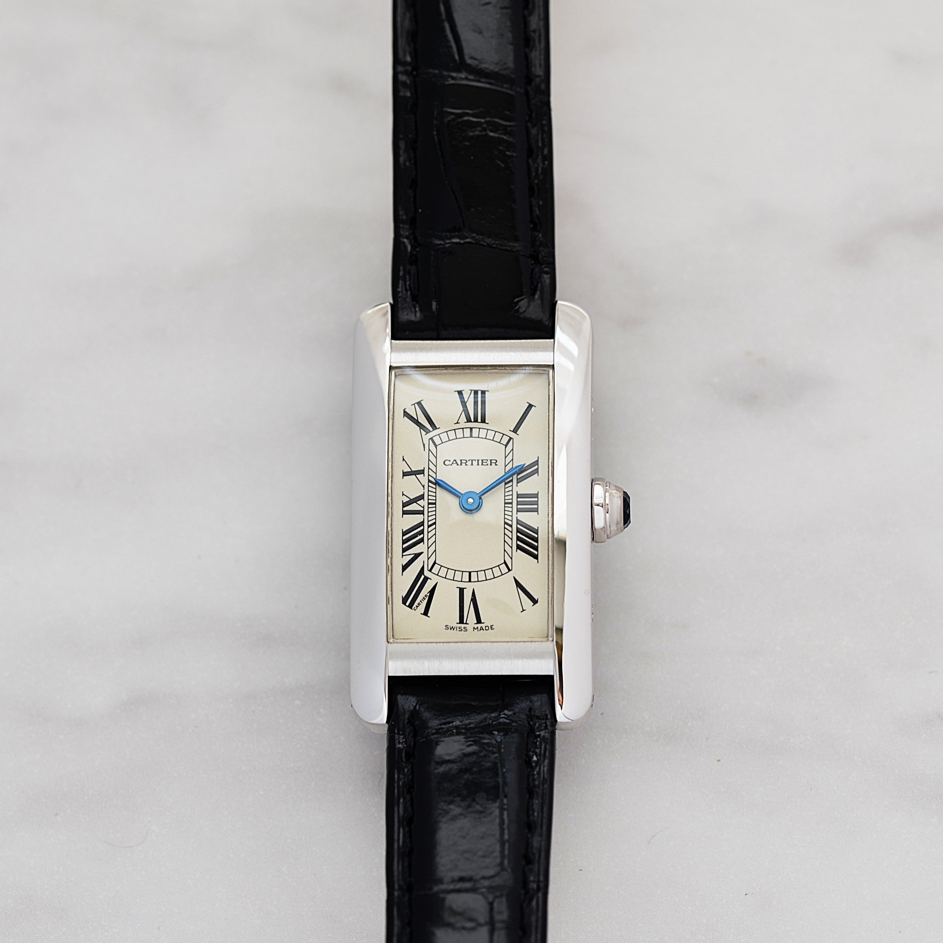 【Cartier】カルティエ タンクアメリカンSM 18KWG 純正18KWG尾錠付き