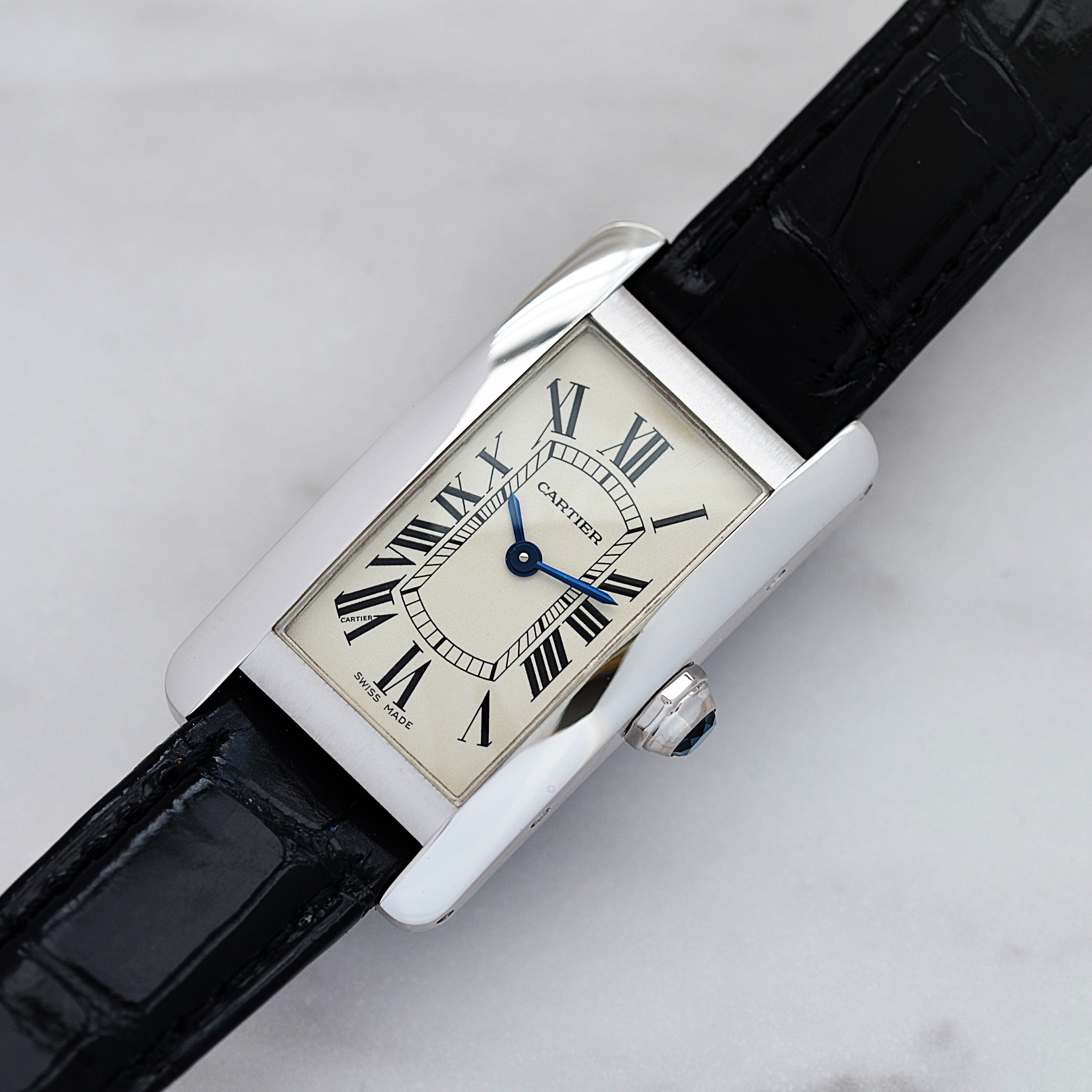 【Cartier】カルティエ タンクアメリカンSM 18KWG 純正18KWG尾錠付き