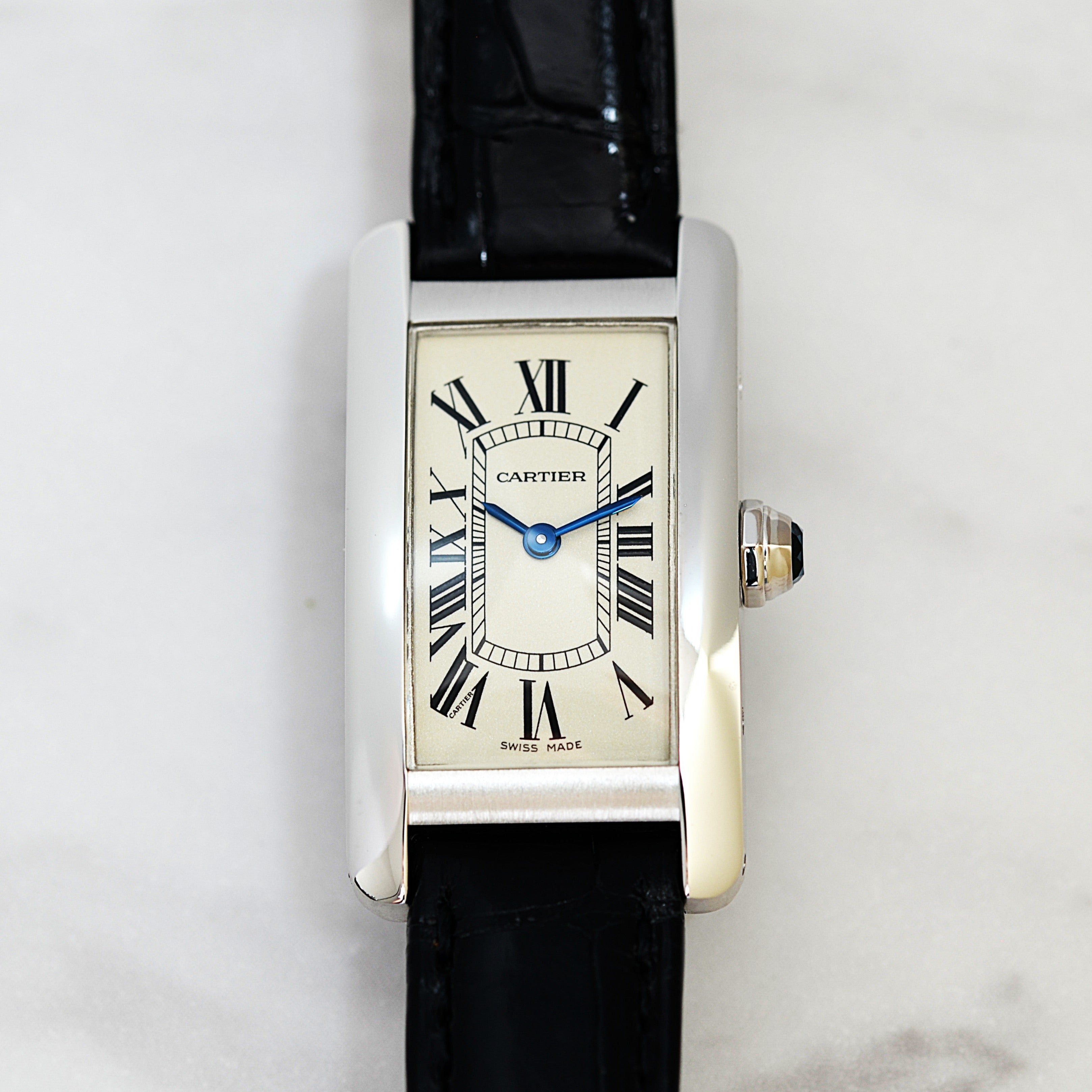【Cartier】カルティエ タンクアメリカンSM 18KWG 純正18KWG尾錠付き
