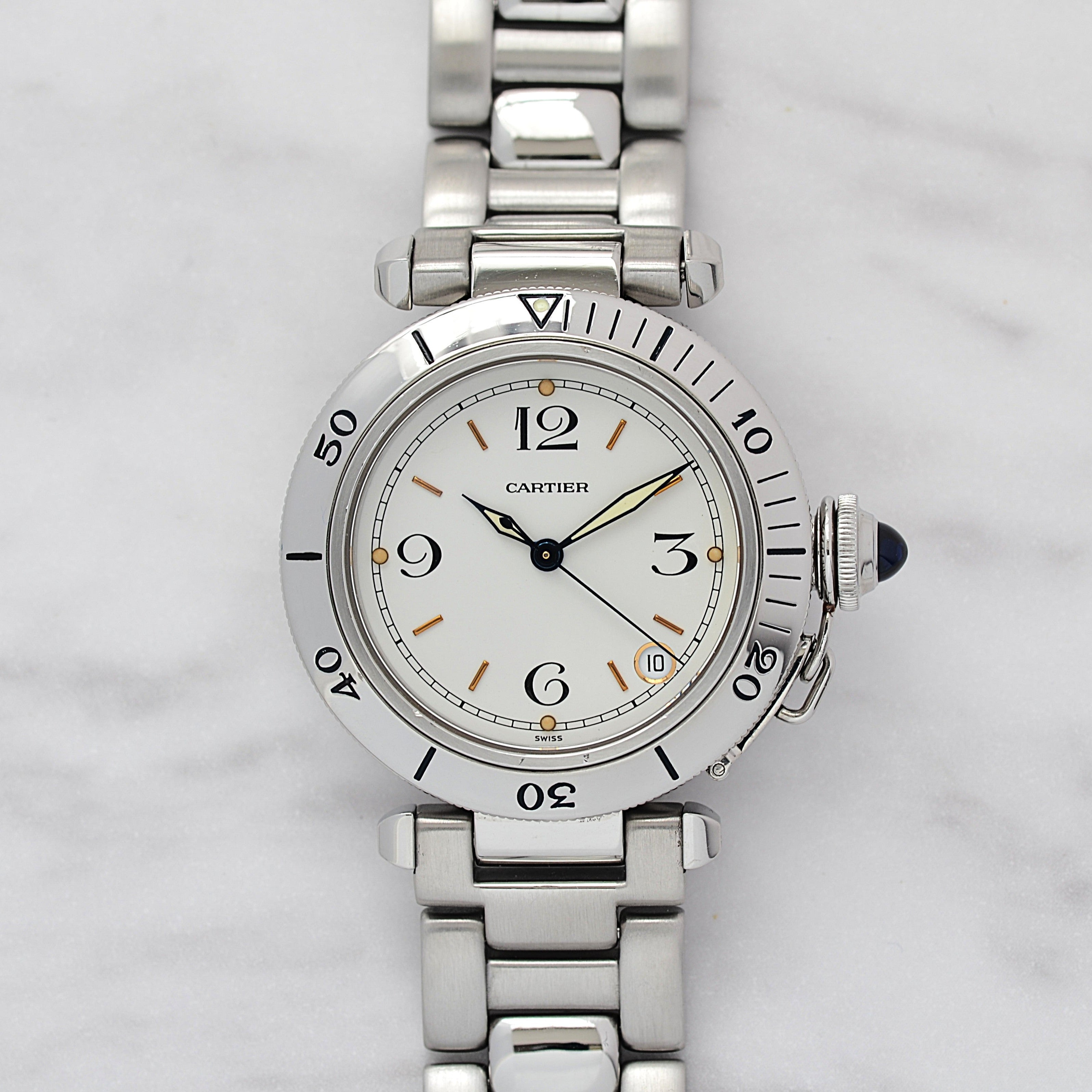 [Cartier] Cartier Pasha C35 Pronger White 12/3/6/9