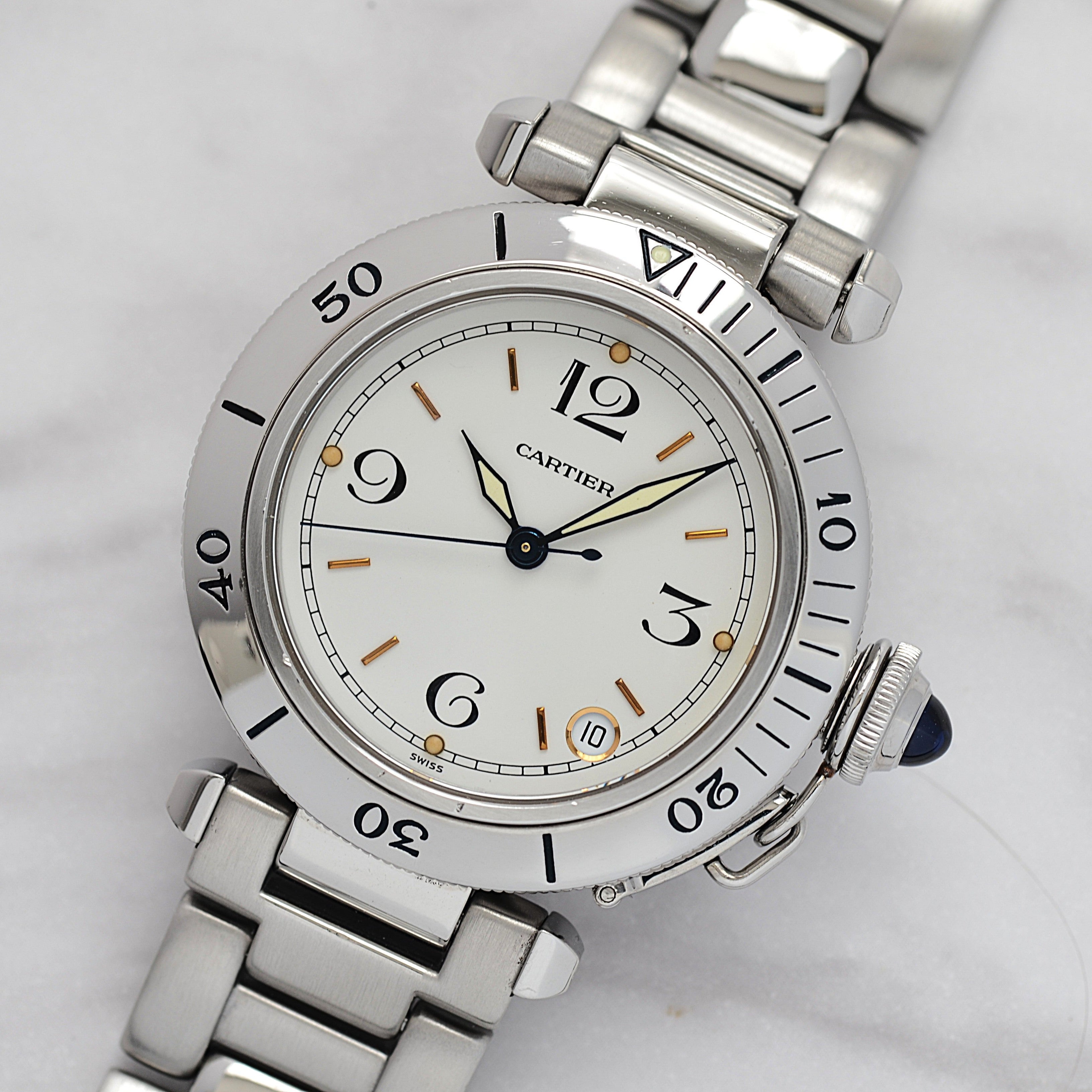 [Cartier] Cartier Pasha C35 Pronger White 12/3/6/9