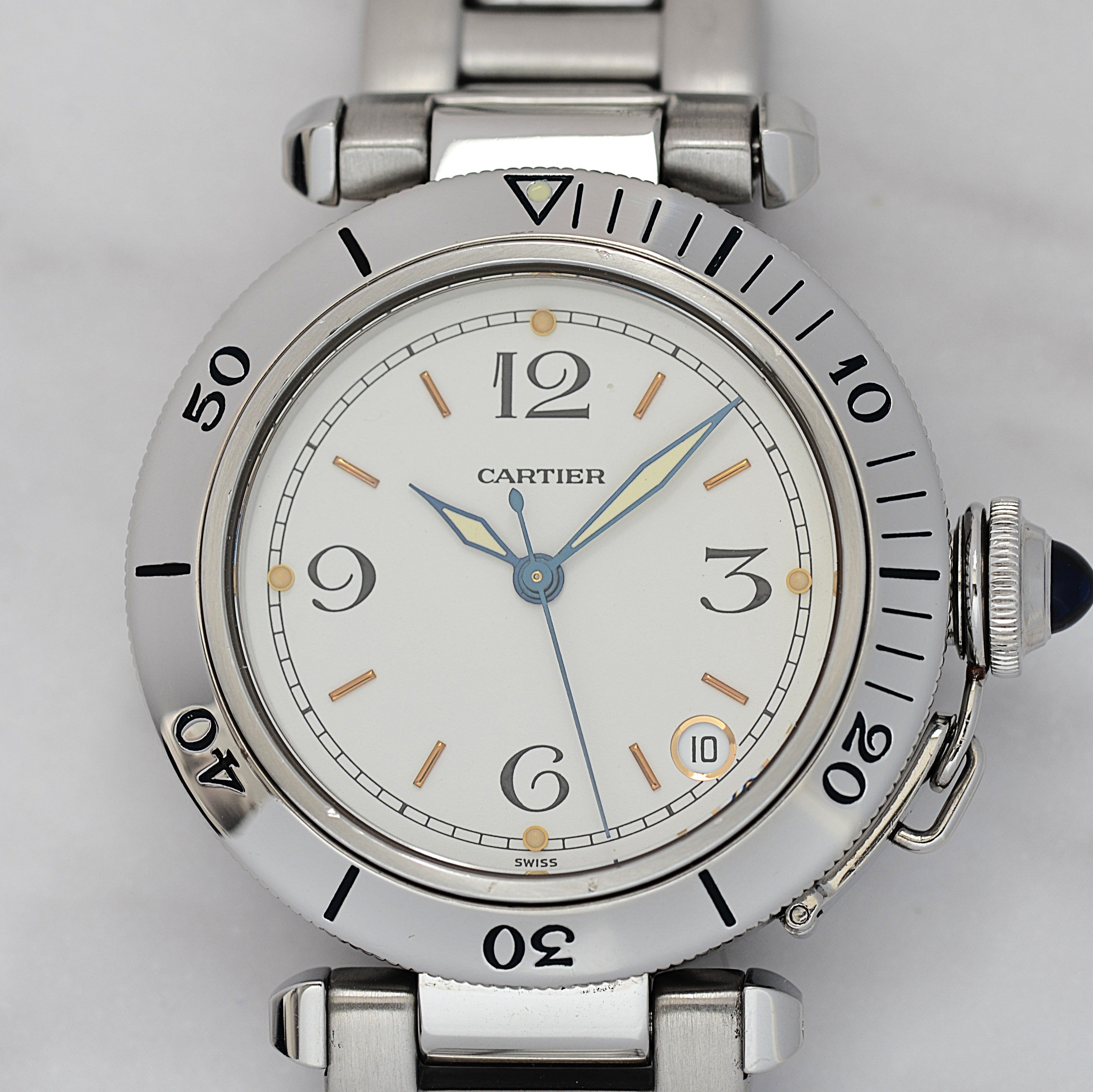 [Cartier] Cartier Pasha C35 Pronger White 12/3/6/9