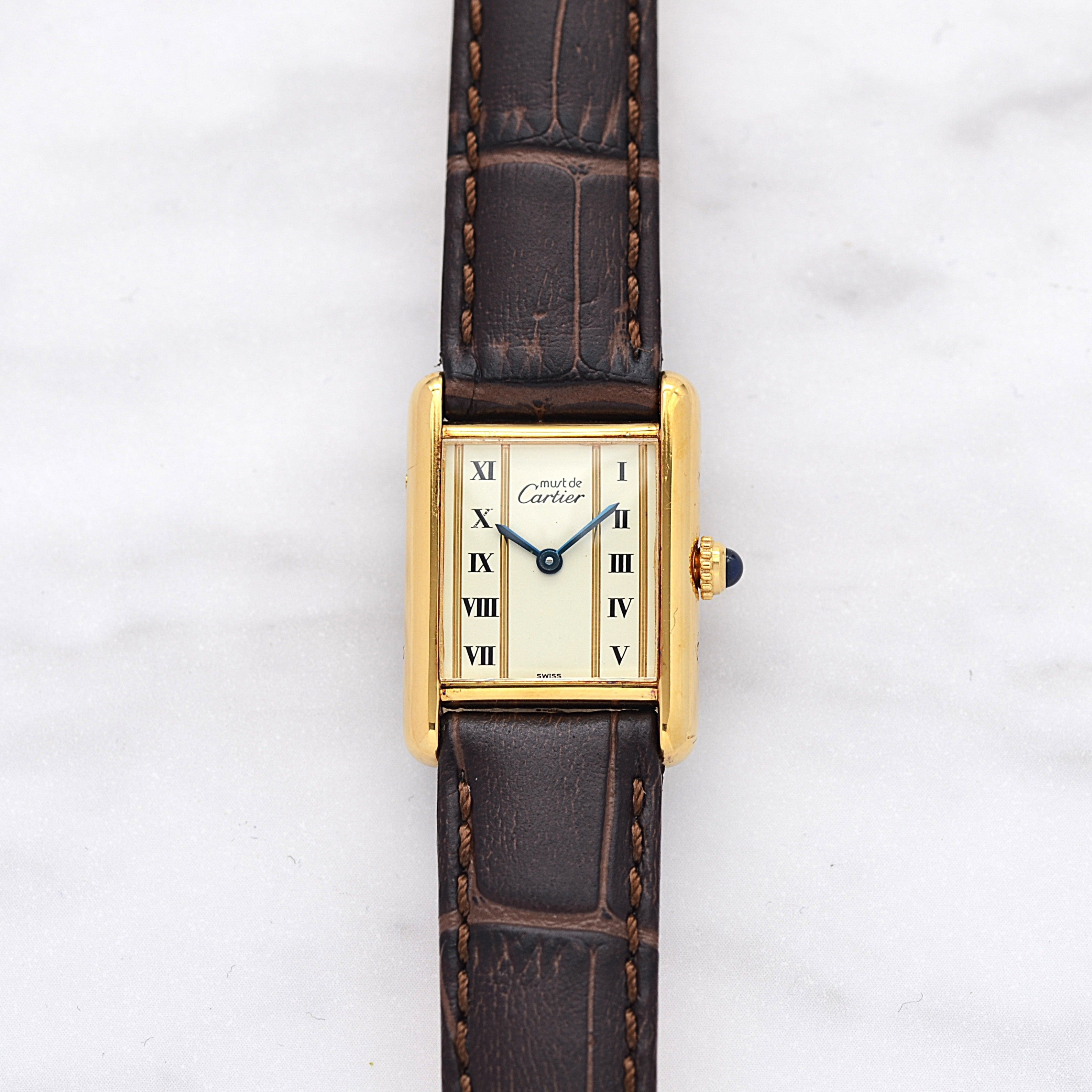 【Cartier】カルティエ マストタンク SM縦ローマ 純正尾錠付き