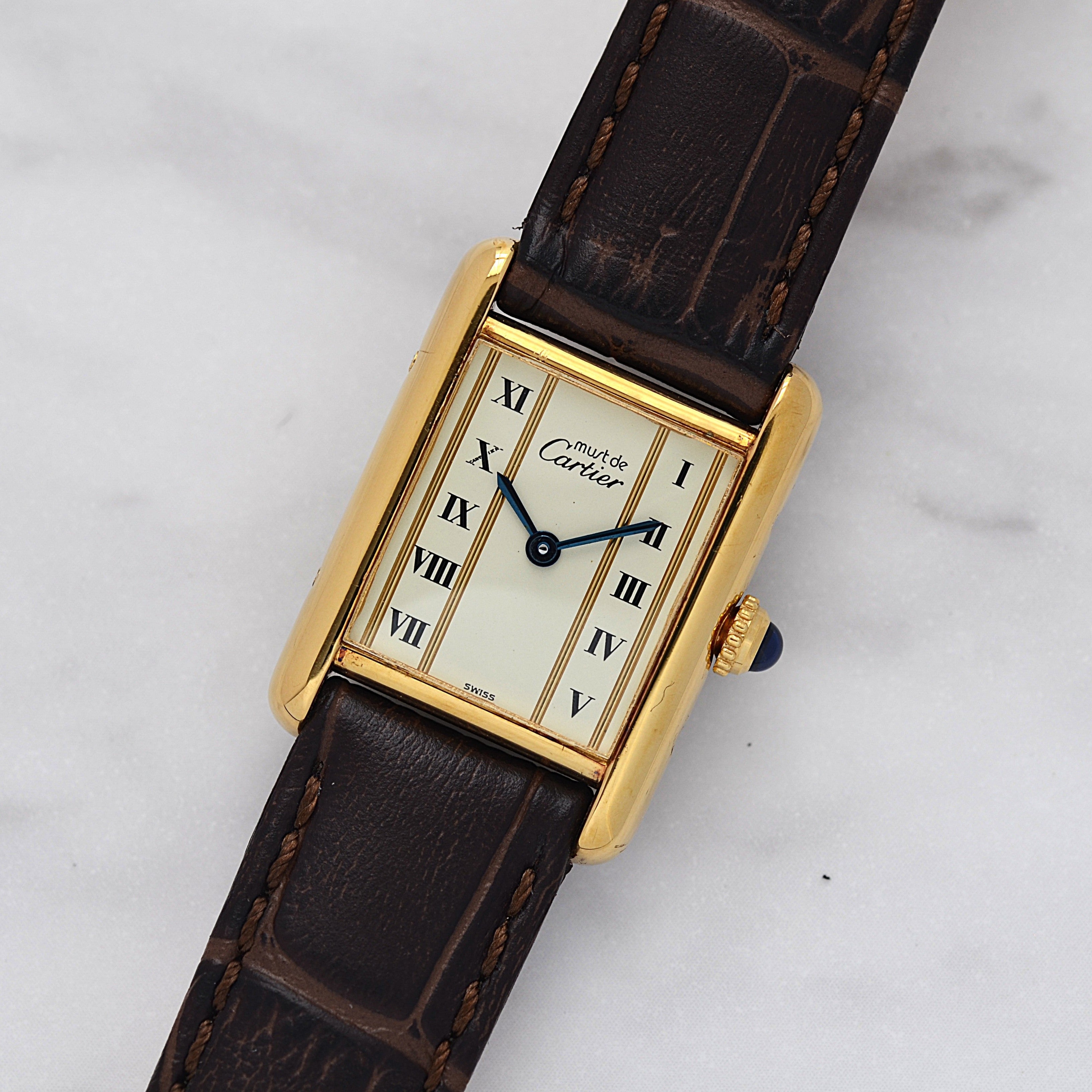 【Cartier】カルティエ マストタンク SM縦ローマ 純正尾錠付き