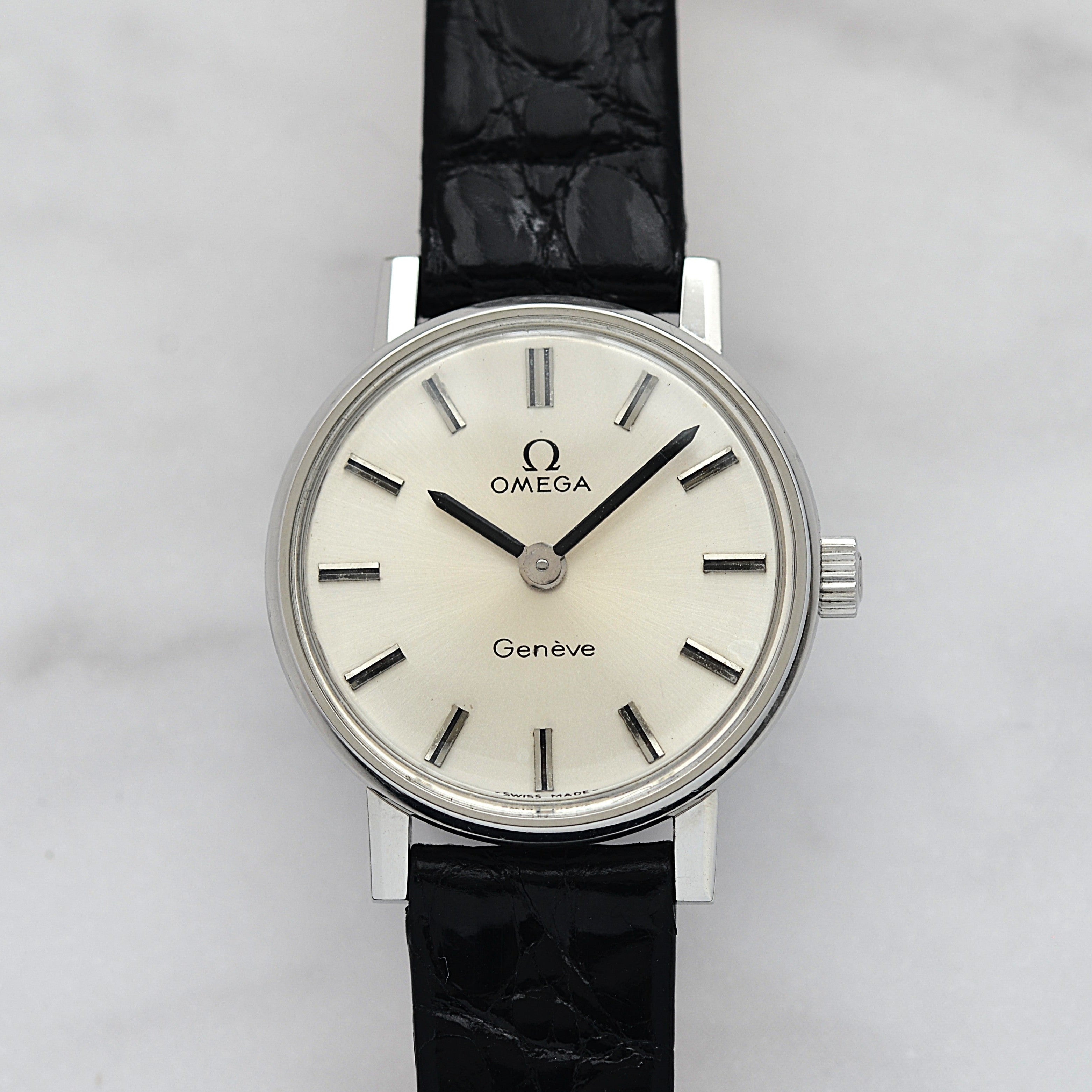 [OMEGA] Omega Geneva SS Round Silver with original box