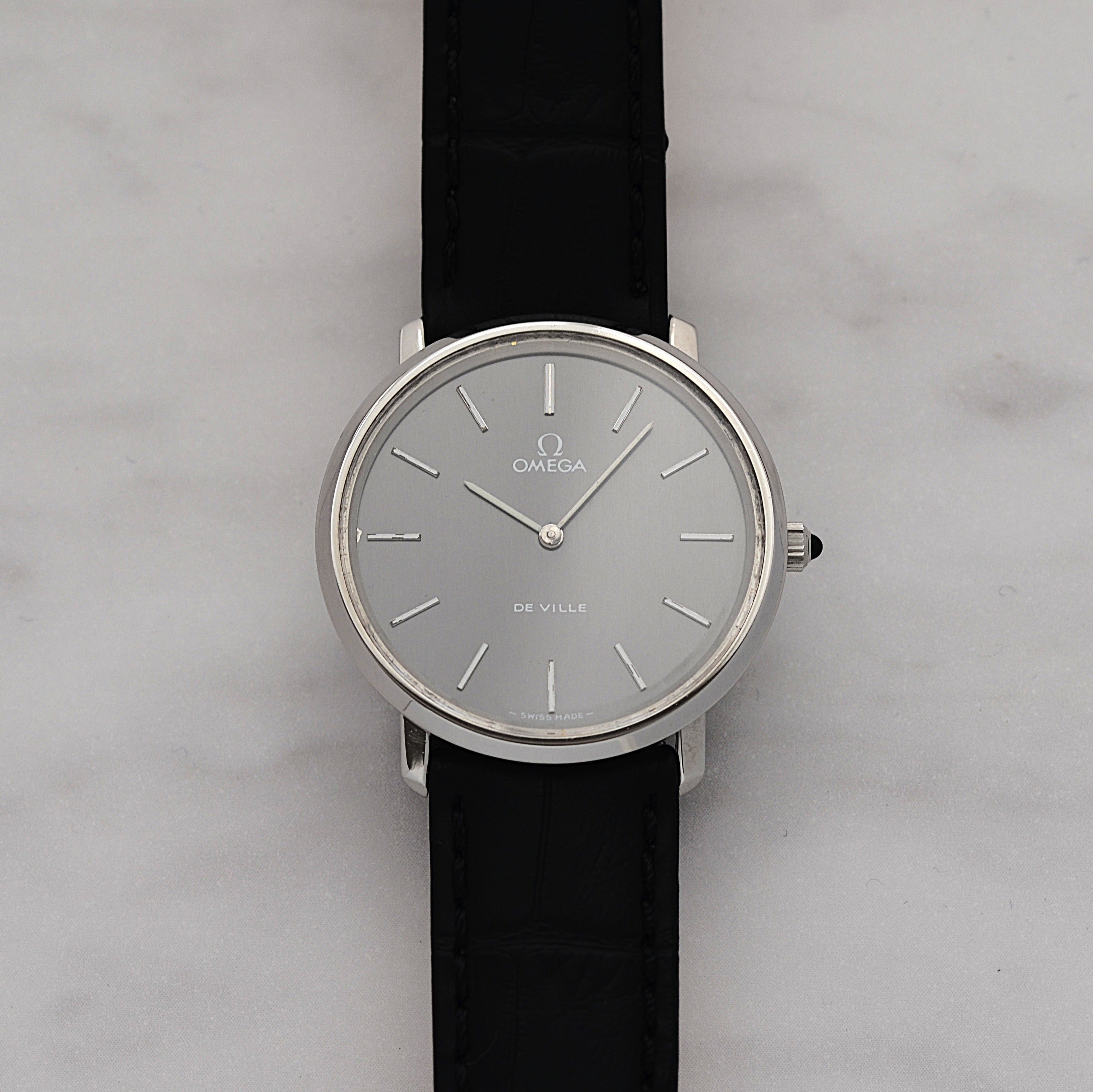 [OMEGA] Omega De Ville SS Round Grey with genuine buckle