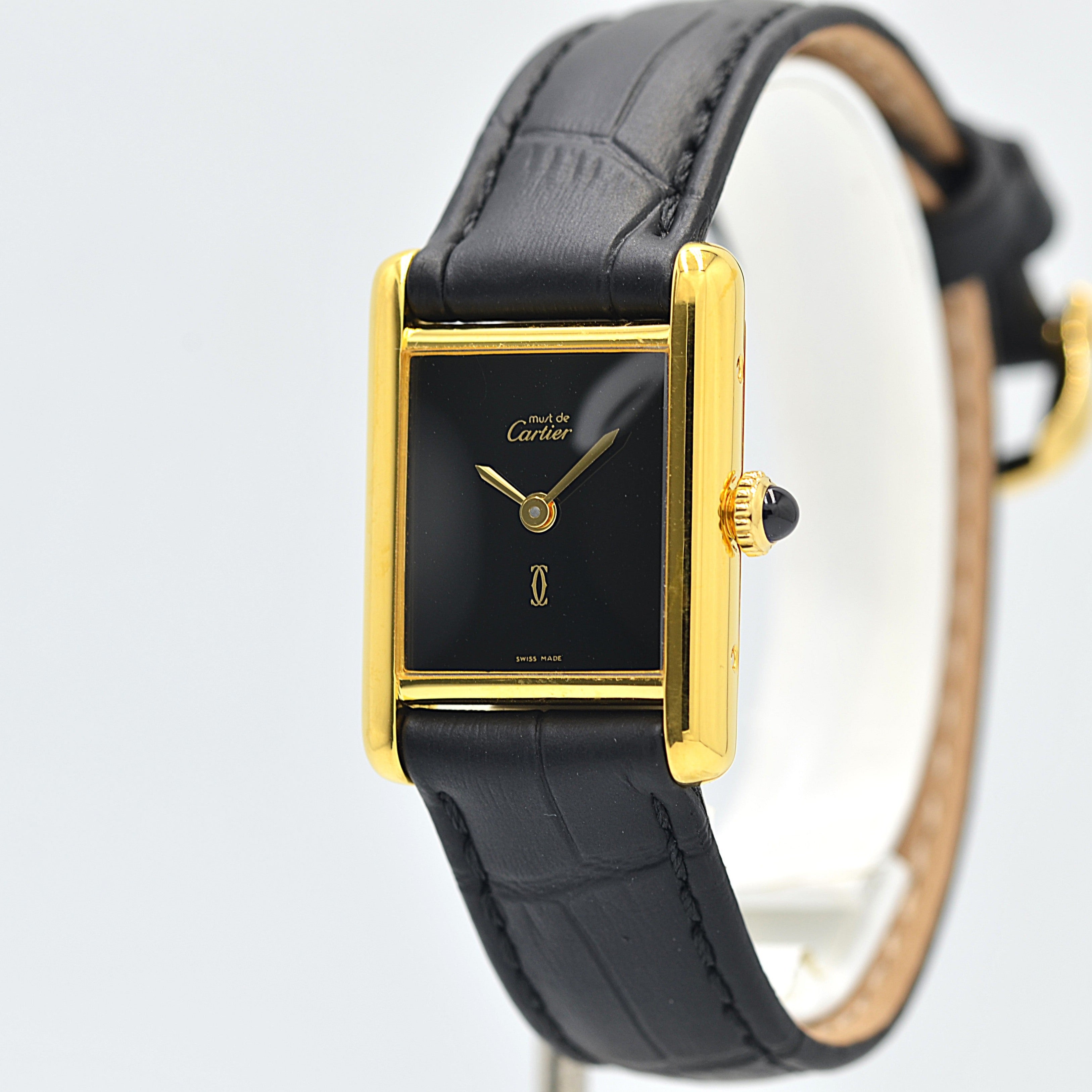 [Cartier] Cartier Must Tank SM Hand-wound Onyx with lifetime warranty