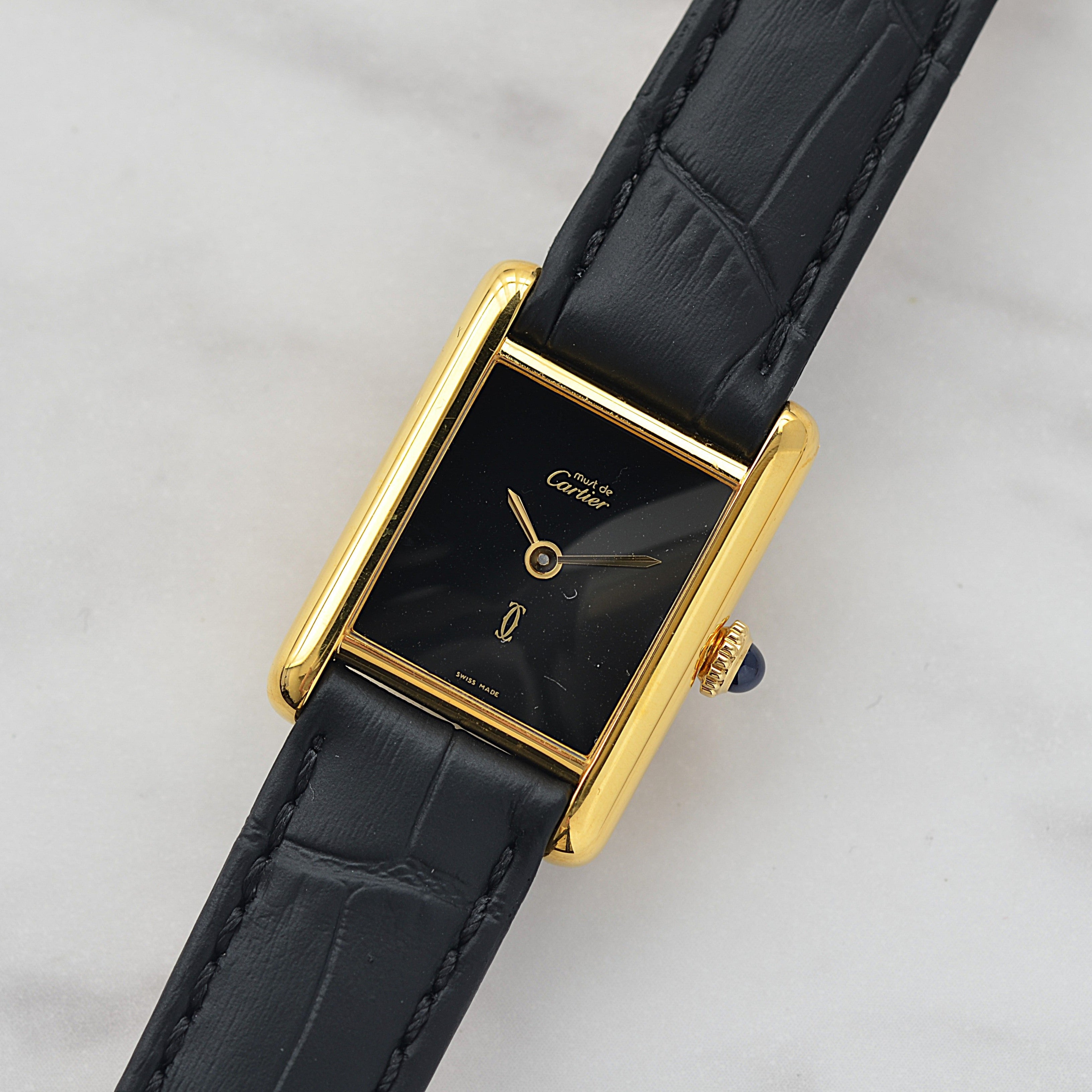 [Cartier] Cartier Must Tank SM Hand-wound Onyx with lifetime warranty