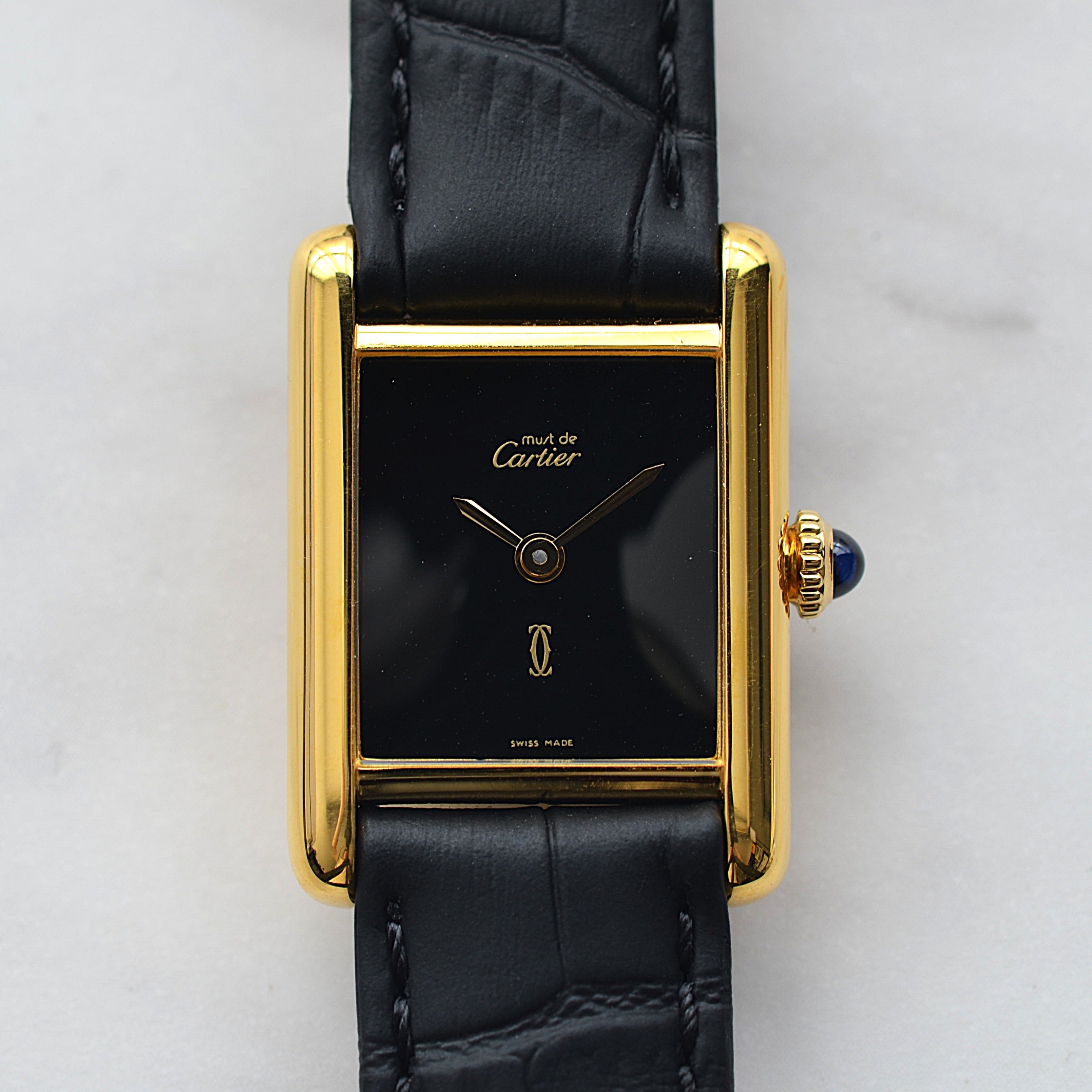 [Cartier] Cartier Must Tank SM Hand-wound Onyx with lifetime warranty