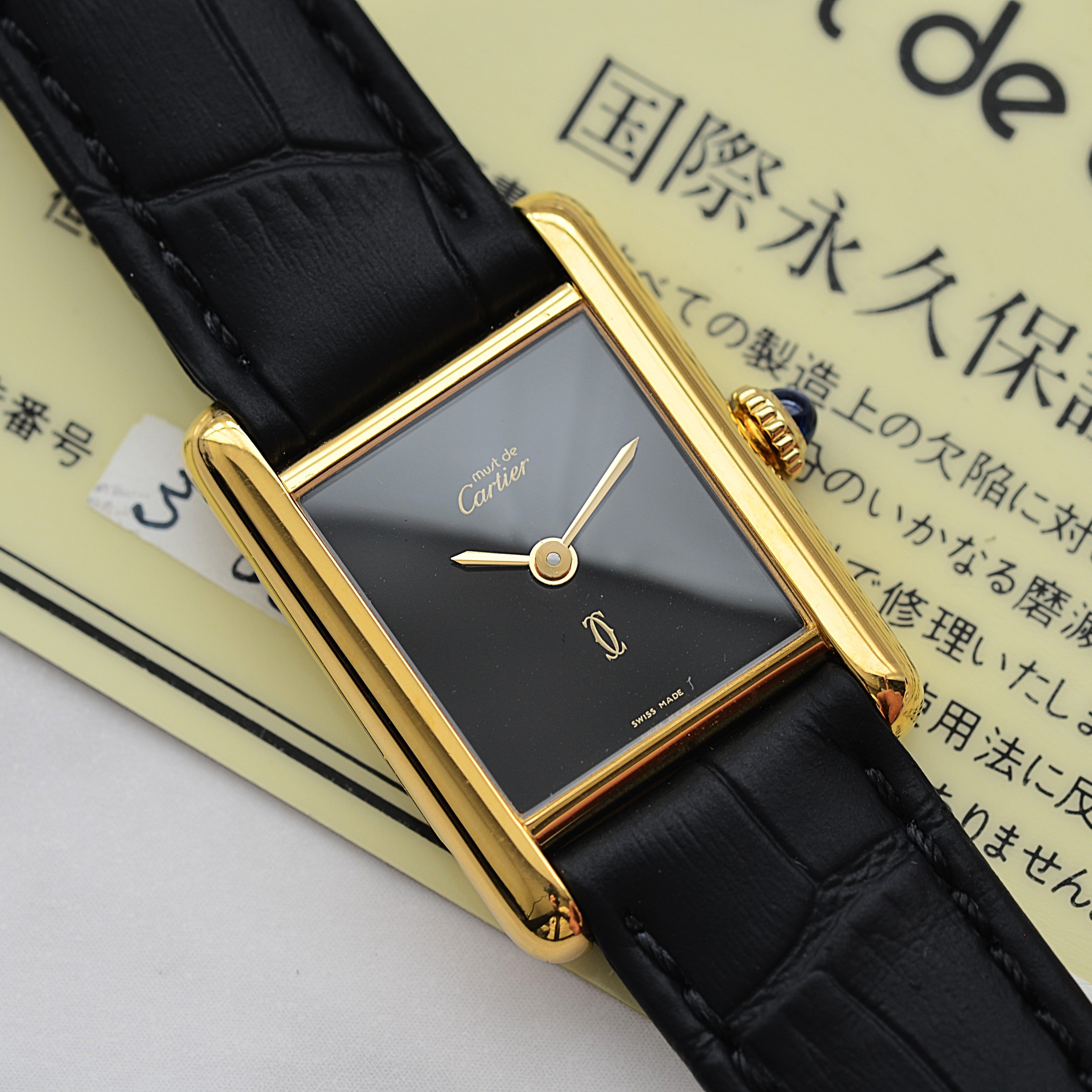 [Cartier] Cartier Must Tank SM Hand-wound Onyx with lifetime warranty