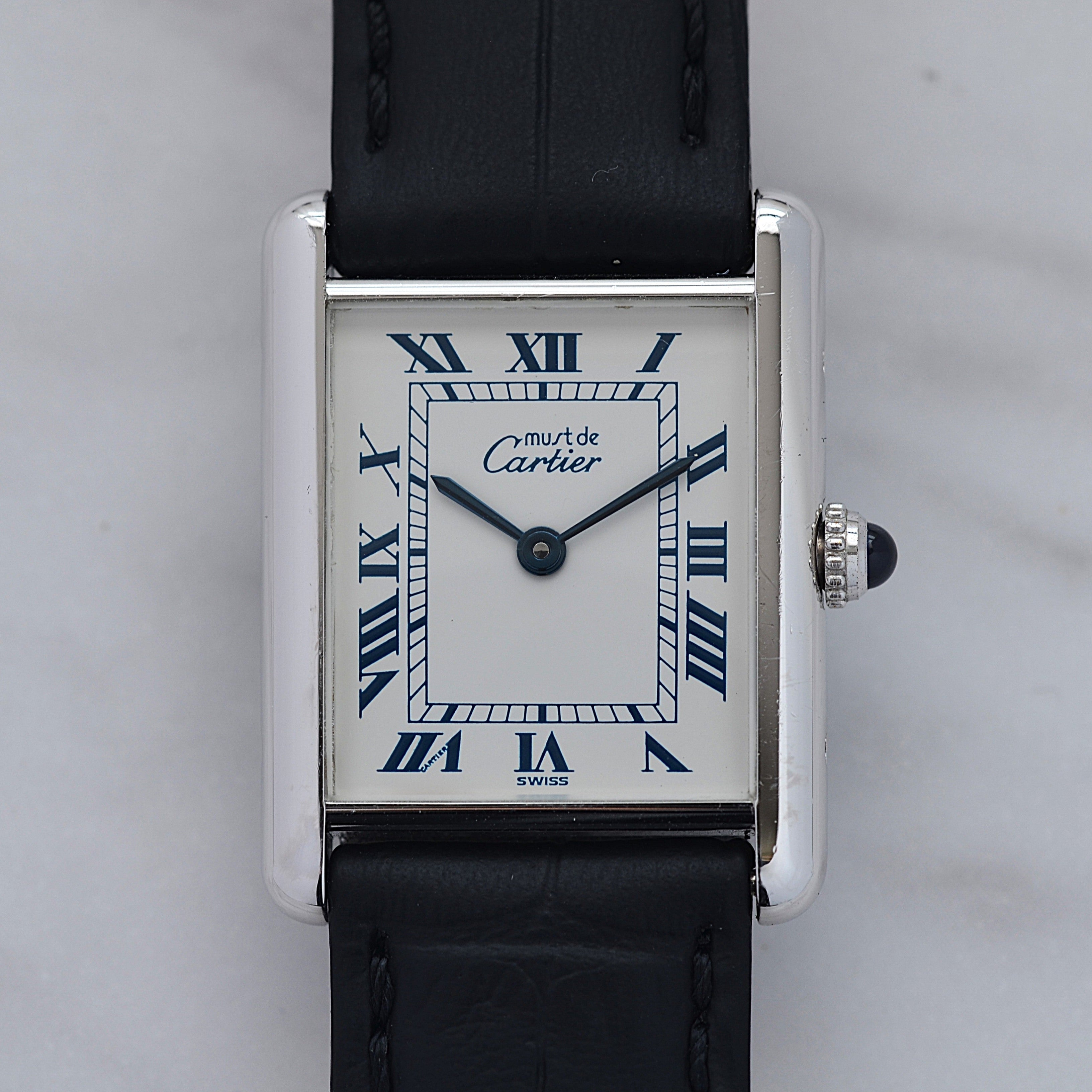 Cartier】カルティエ マストタンク LMシルバーQZ 純正尾錠付き