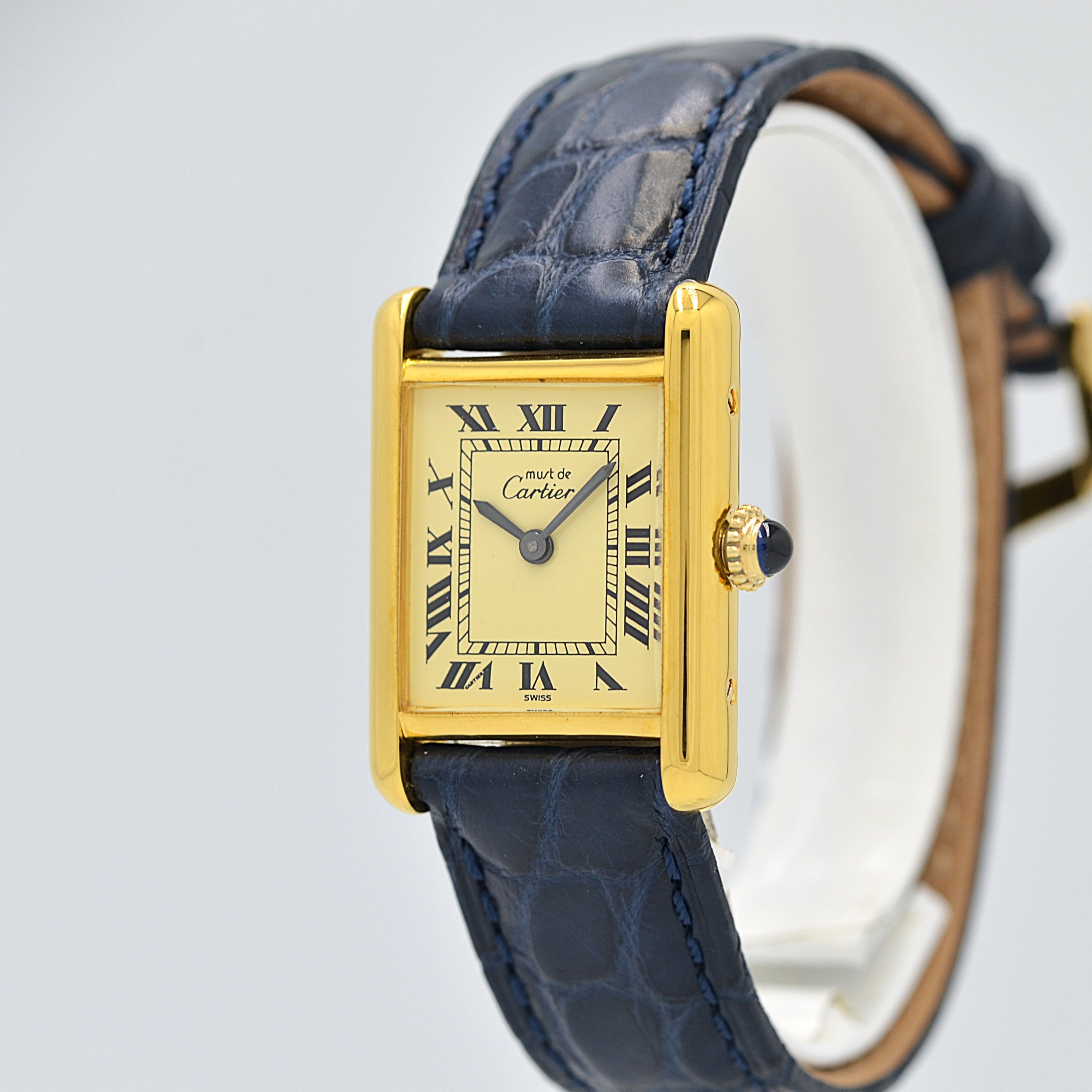 【Cartier】カルティエ マストタンクSM アイボリーローマ 手巻き  純正尾錠付き