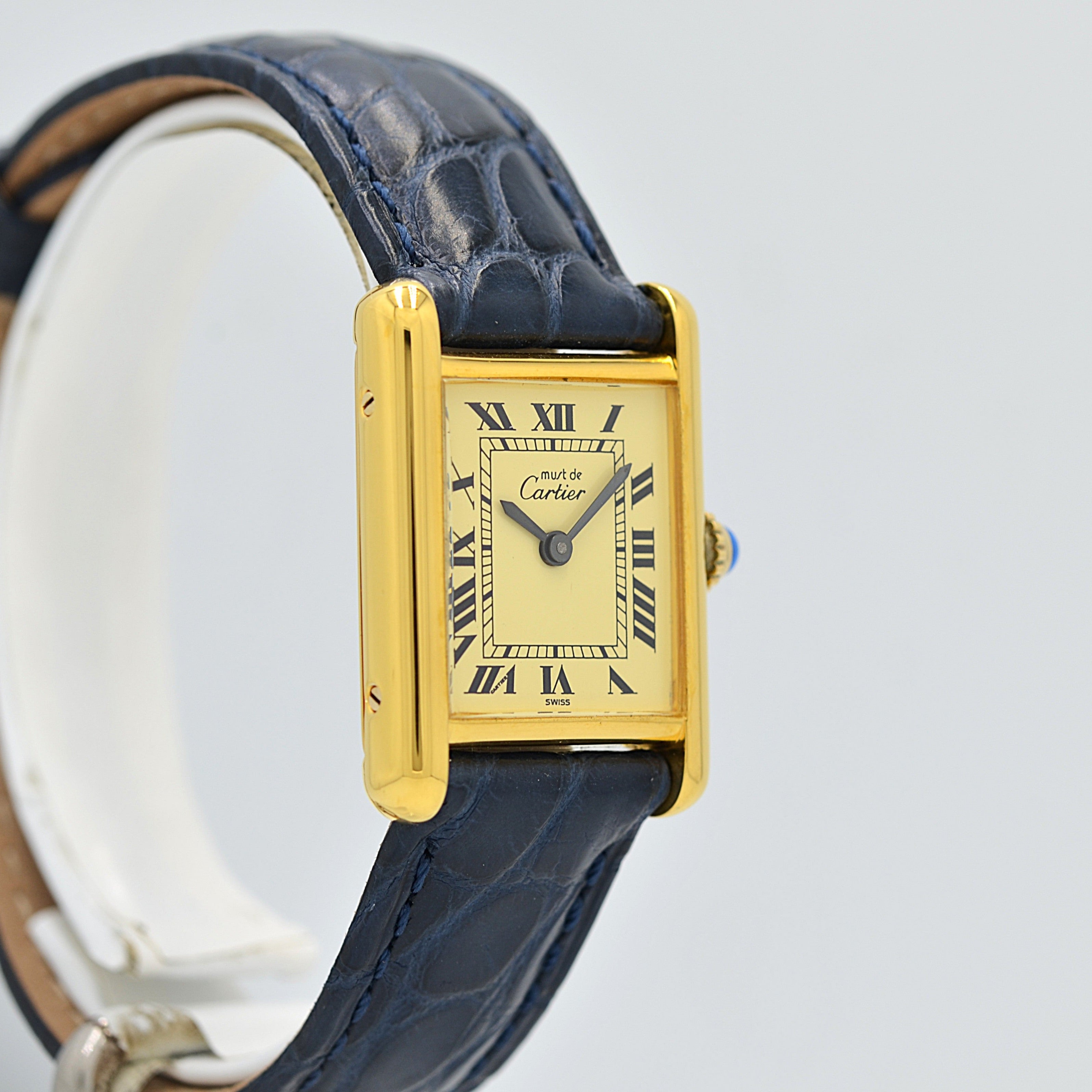 【Cartier】カルティエ マストタンクSM アイボリーローマ 手巻き  純正尾錠付き