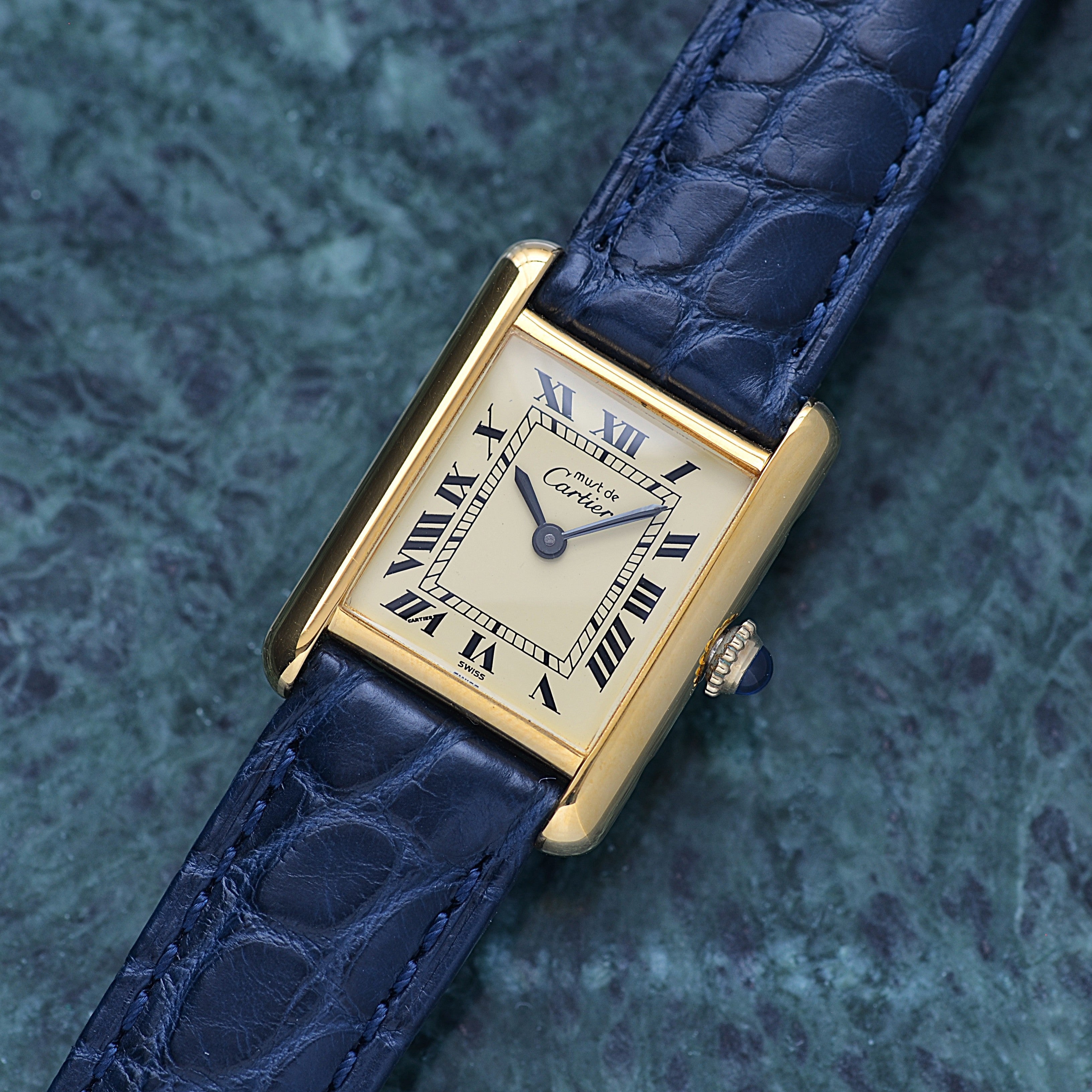 【Cartier】カルティエ マストタンクSM アイボリーローマ 手巻き  純正尾錠付き