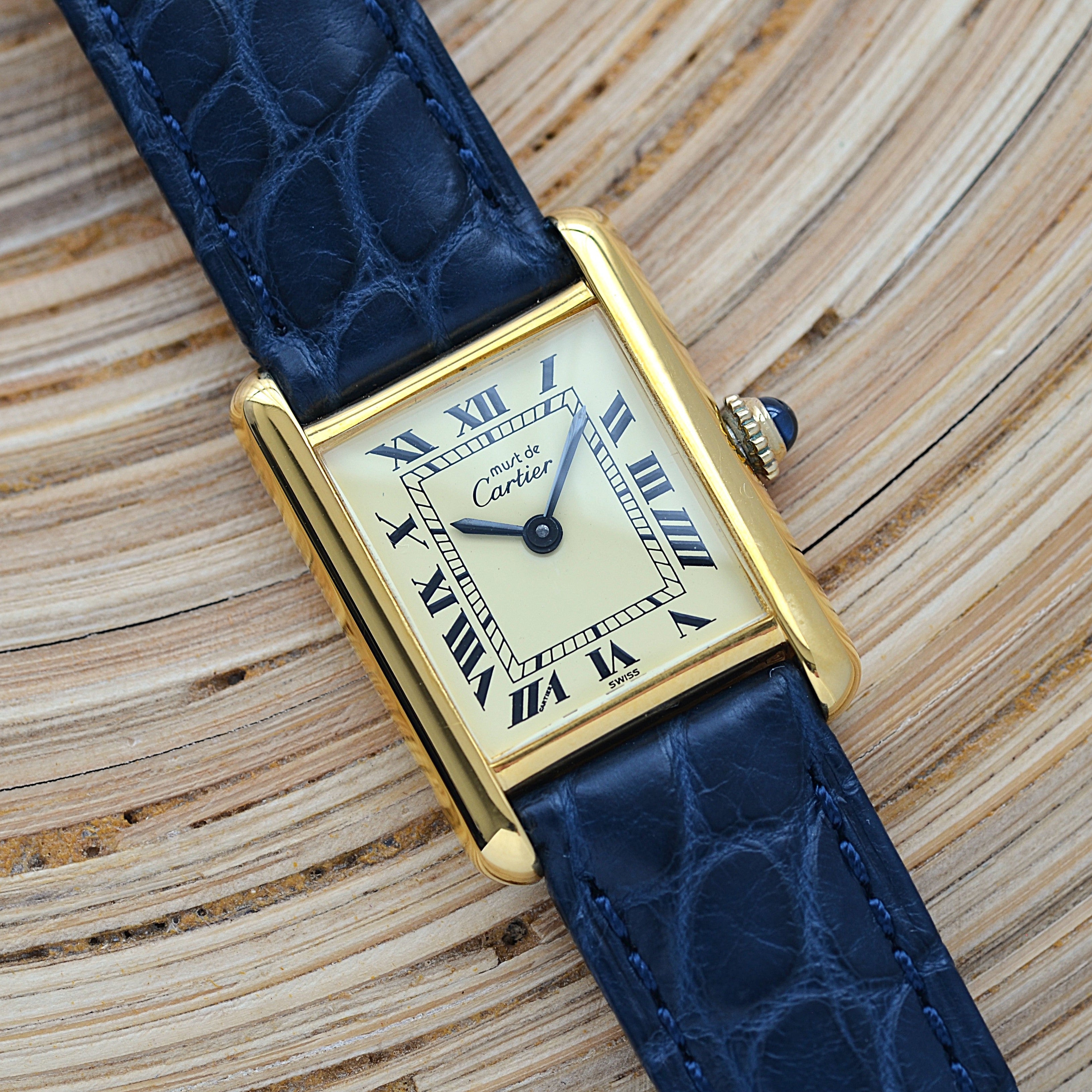 【Cartier】カルティエ マストタンクSM アイボリーローマ 手巻き  純正尾錠付き