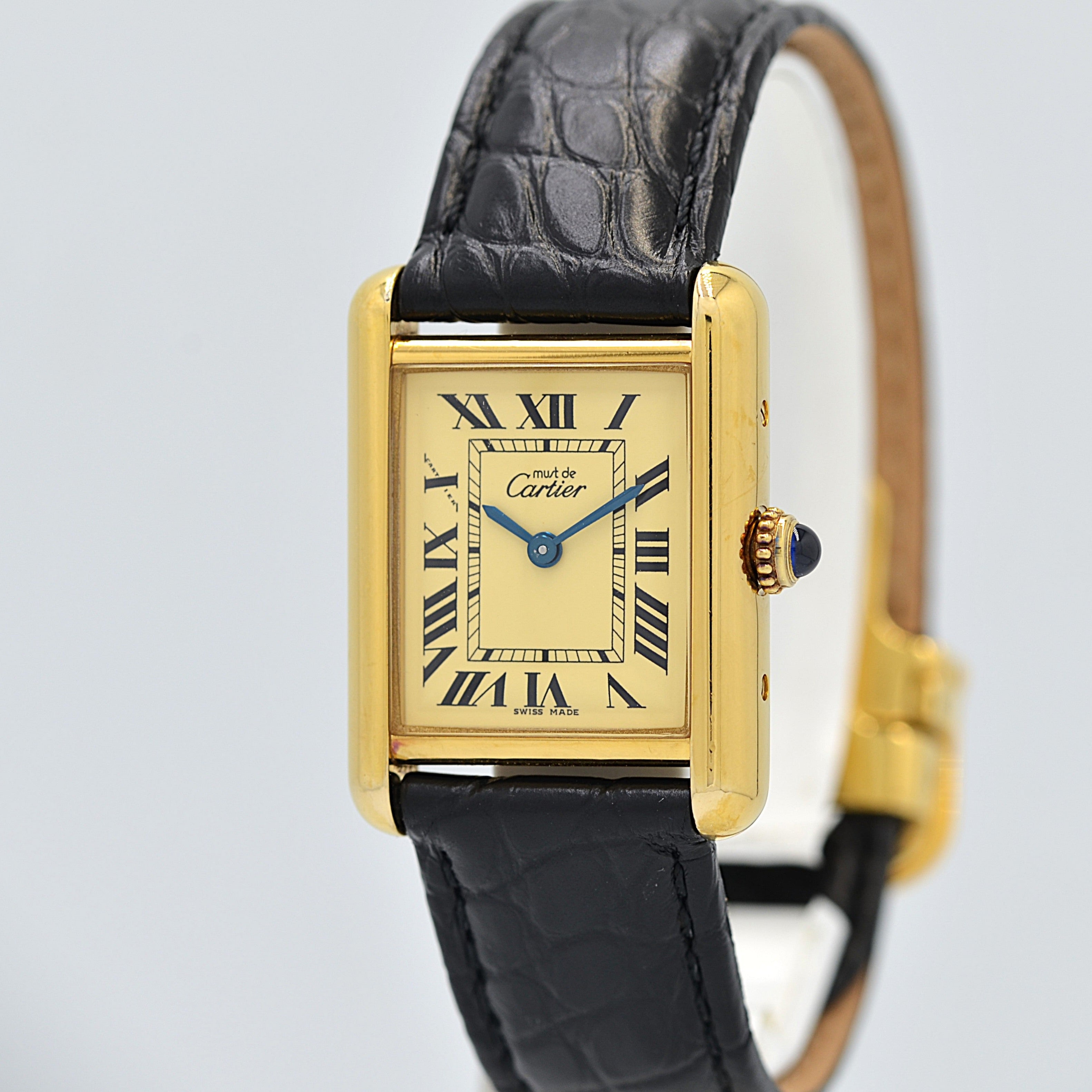 【Cartier】カルティエ マストタンクSM 後期型 アイボリーローマ 純正Dバックル付き