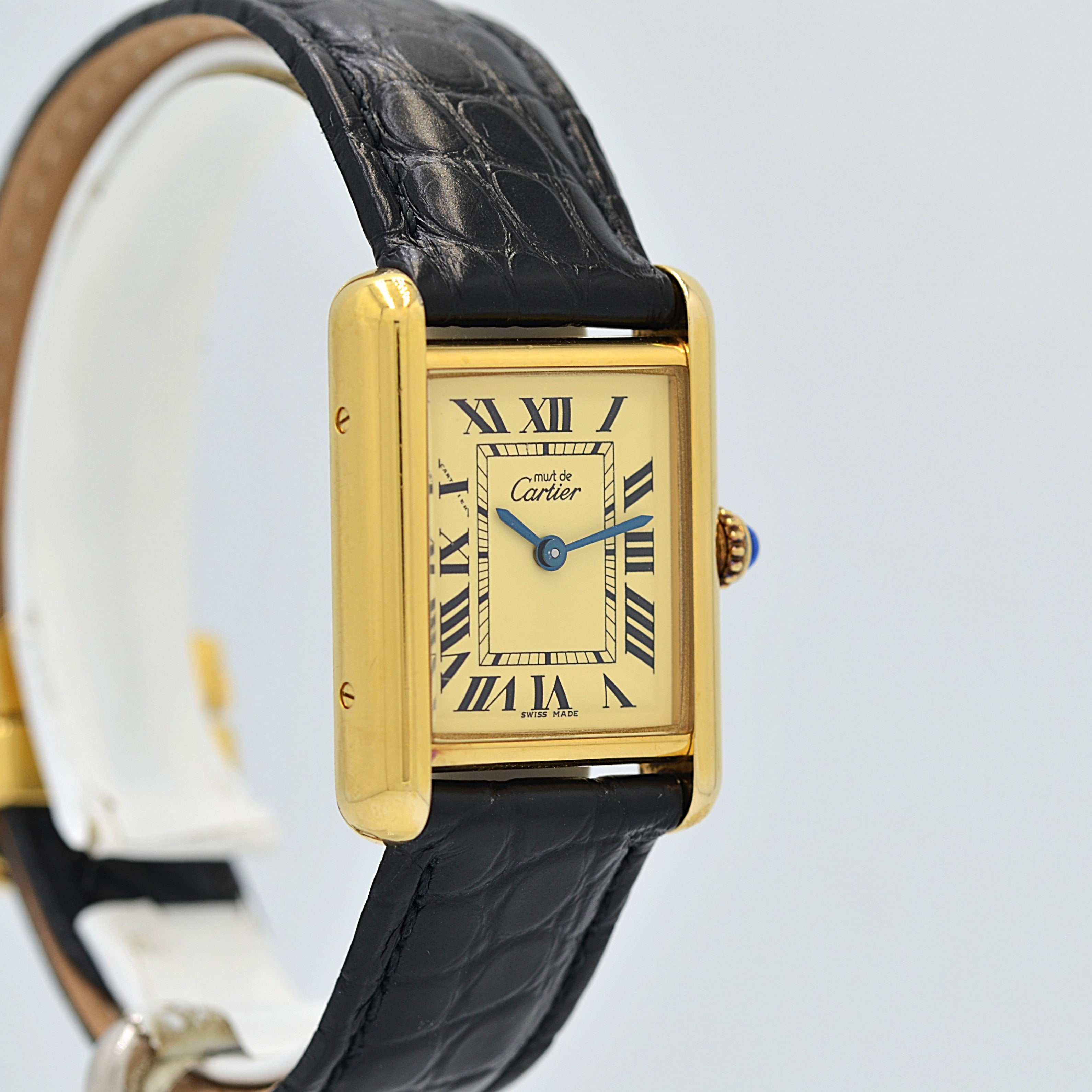 【Cartier】カルティエ マストタンクSM 後期型 アイボリーローマ 純正Dバックル付き