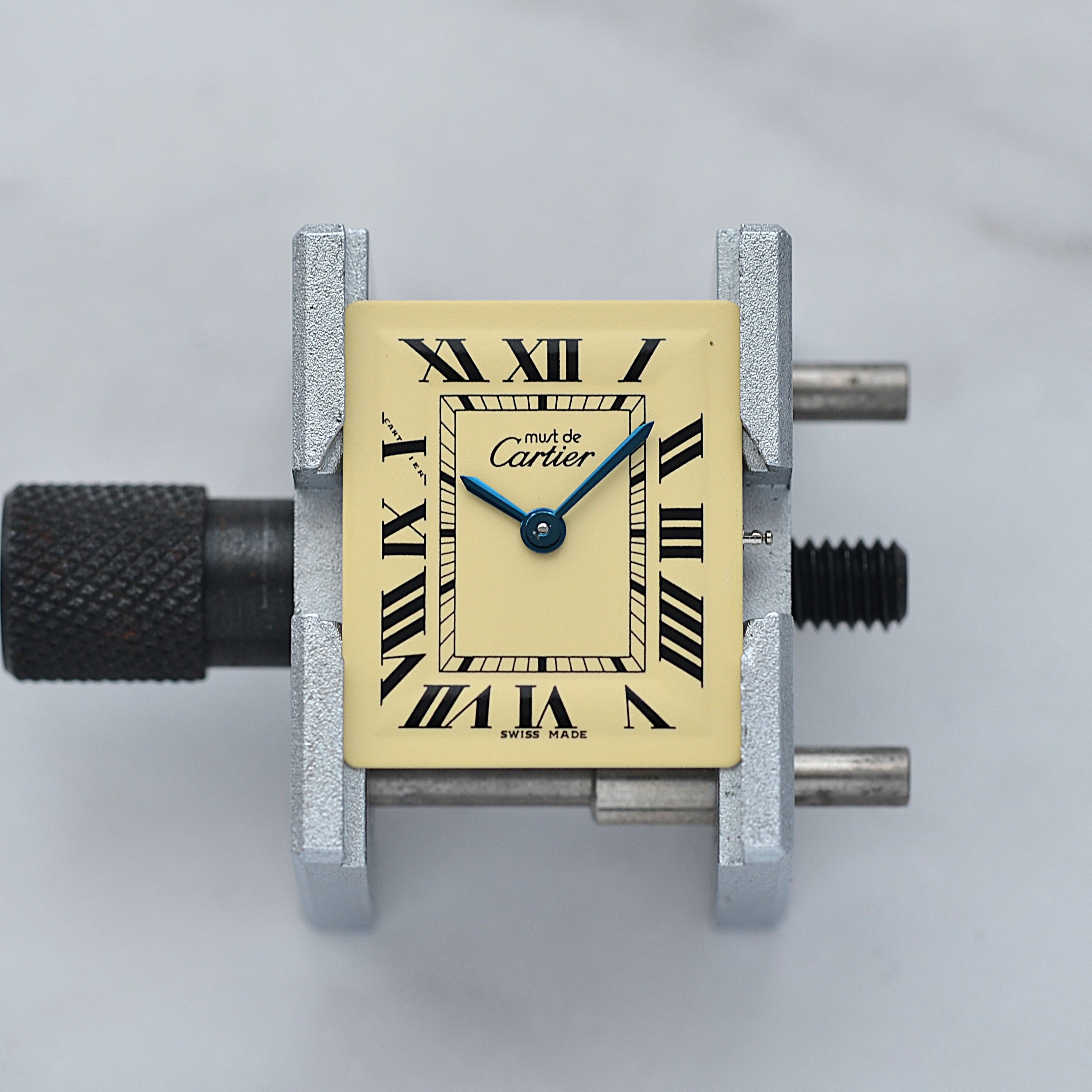 【Cartier】カルティエ マストタンクSM 後期型 アイボリーローマ 純正Dバックル付き