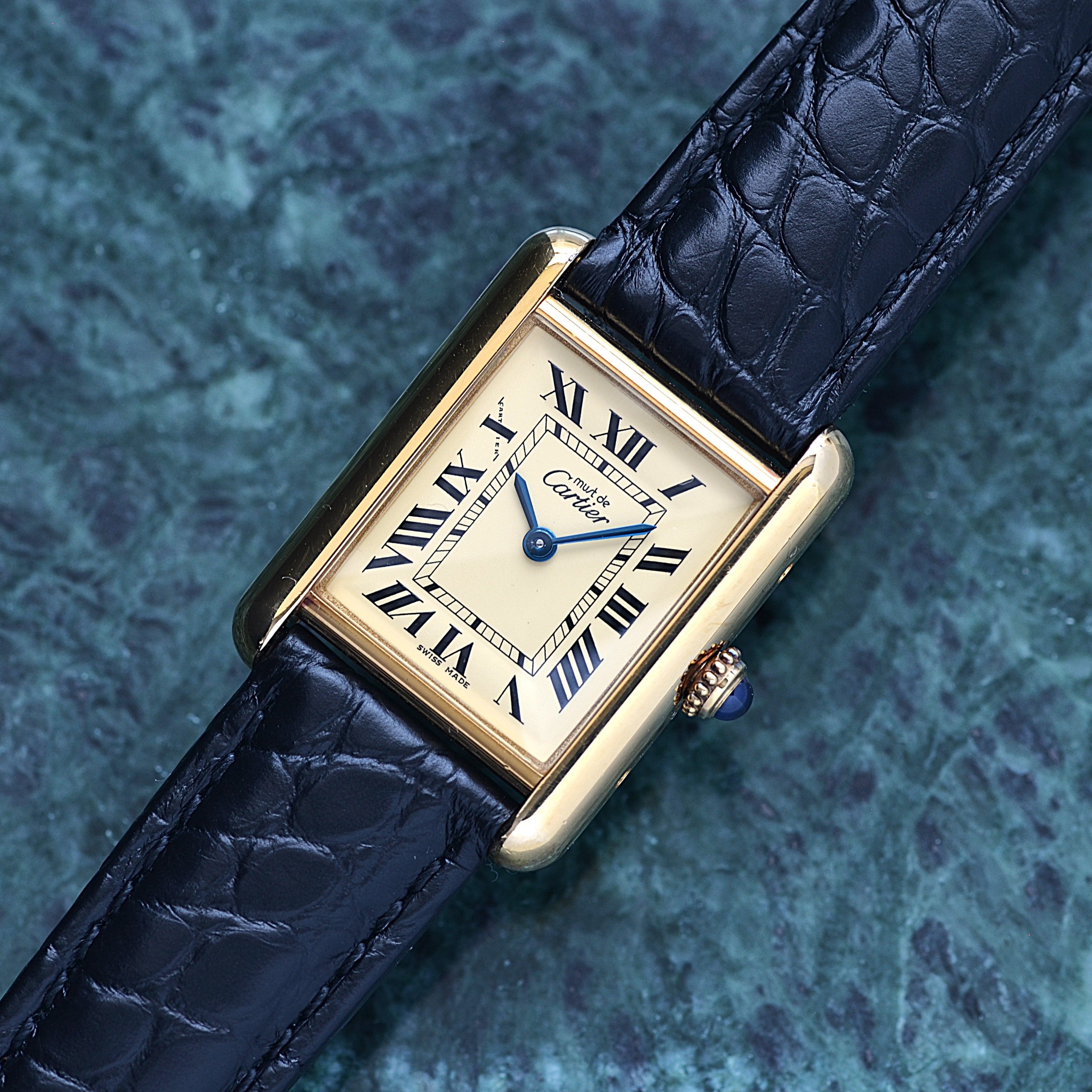 【Cartier】カルティエ マストタンクSM 後期型 アイボリーローマ 純正Dバックル付き