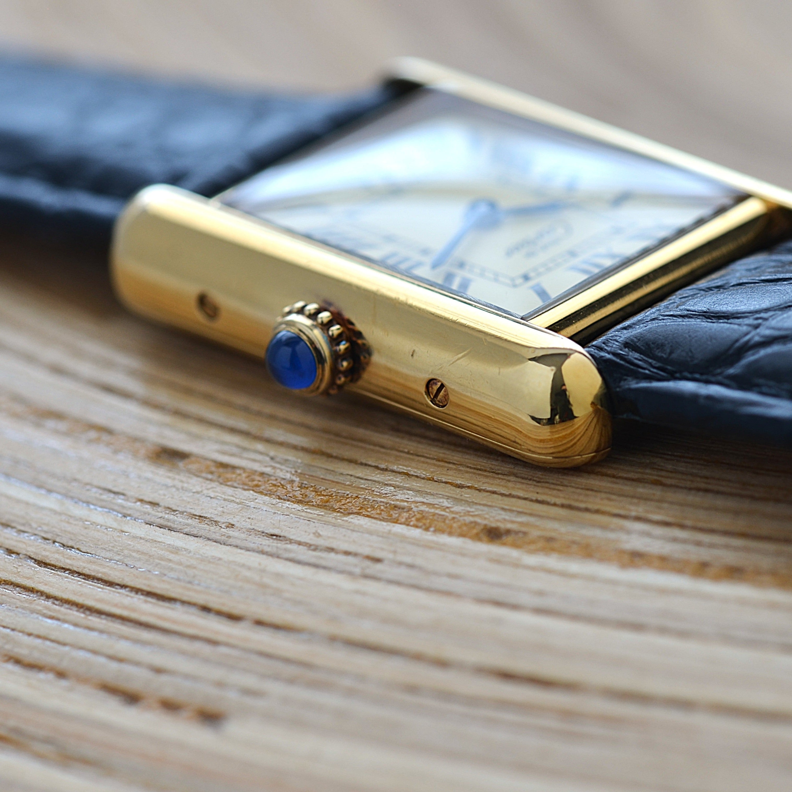 【Cartier】カルティエ マストタンクSM 後期型 アイボリーローマ 純正Dバックル付き