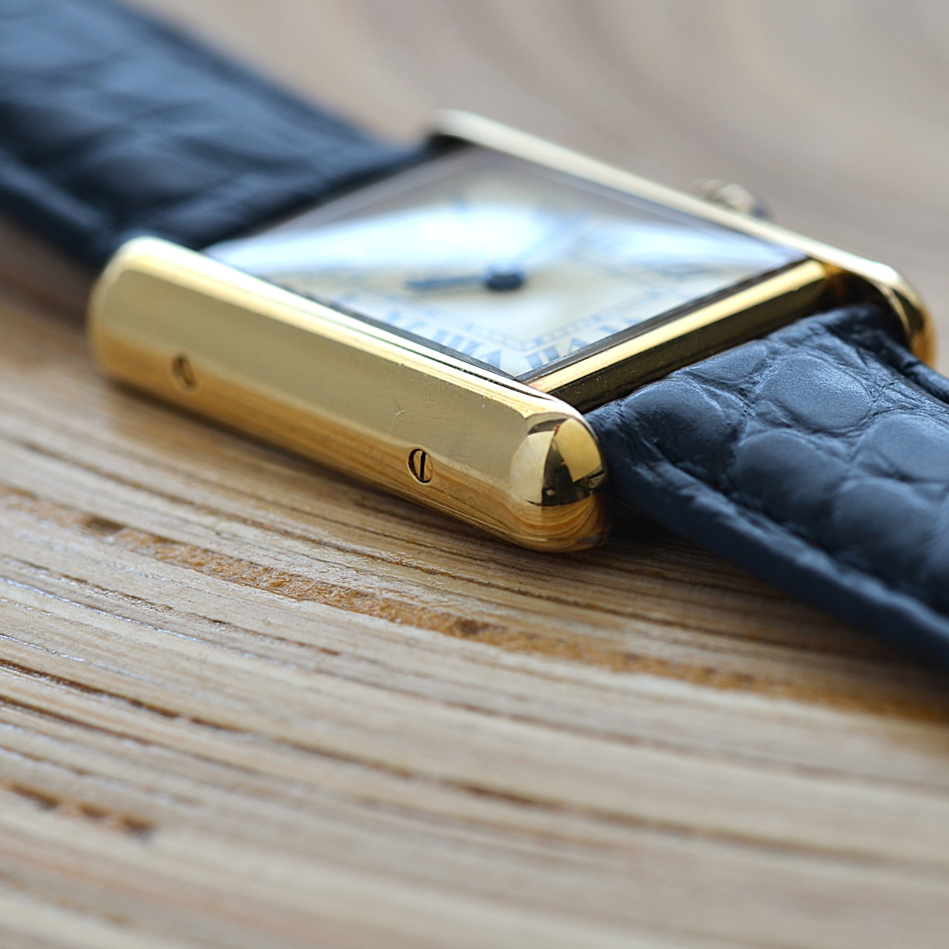 【Cartier】カルティエ マストタンクSM 後期型 アイボリーローマ 純正Dバックル付き