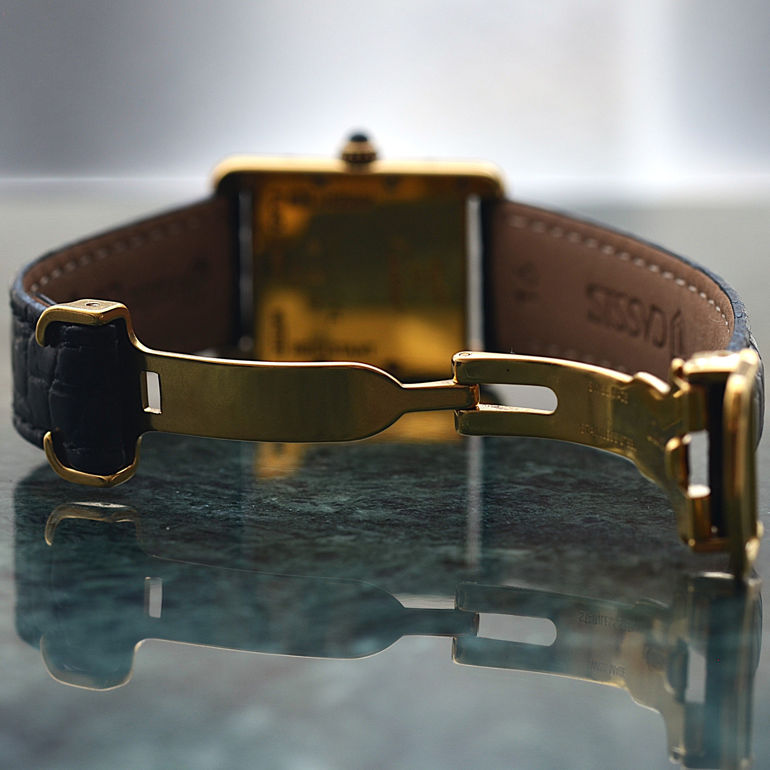 【Cartier】カルティエ マストタンクSM 後期型 アイボリーローマ 純正Dバックル付き