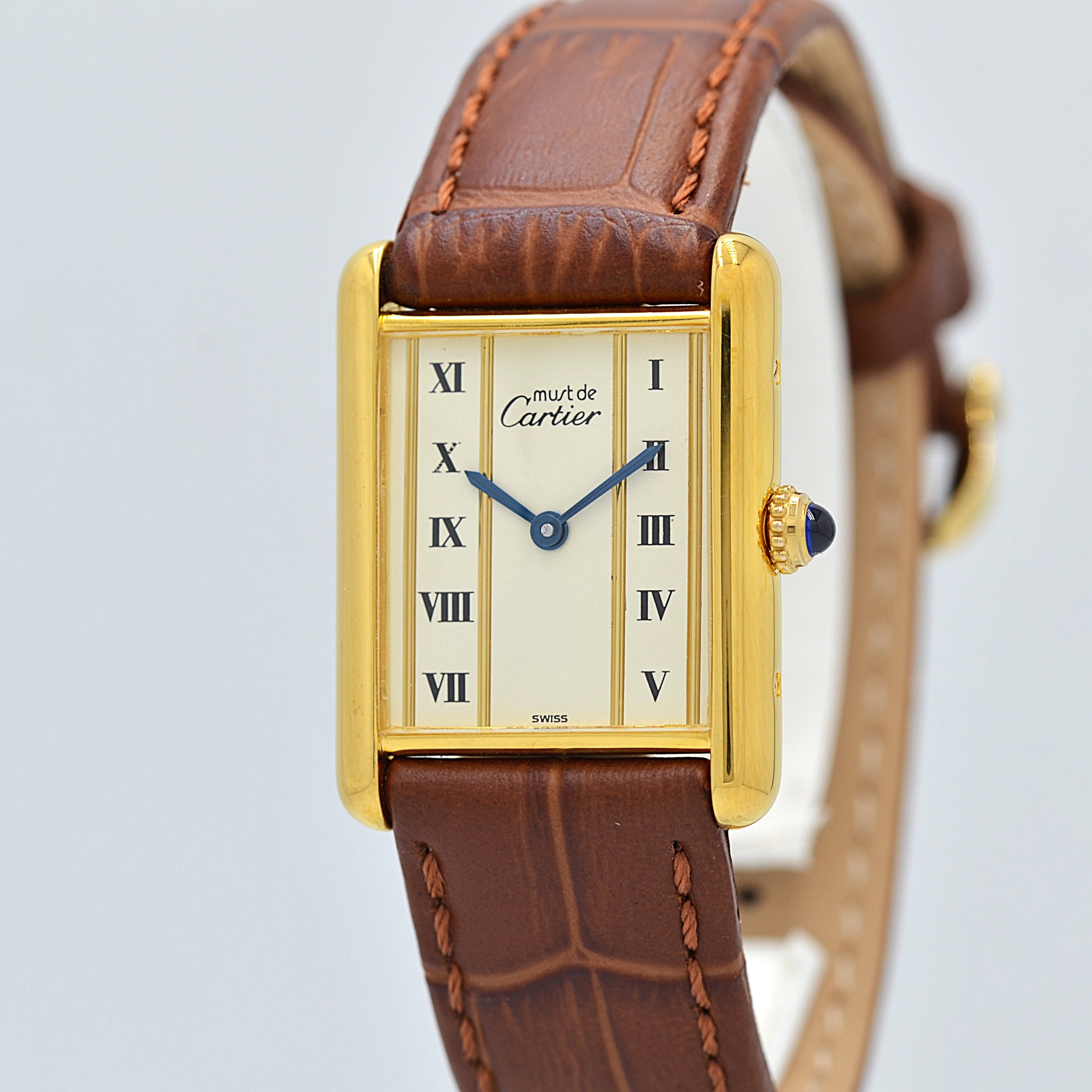 【Cartier】カルティエ マストタンクLM 縦ローマ 純正尾錠付き