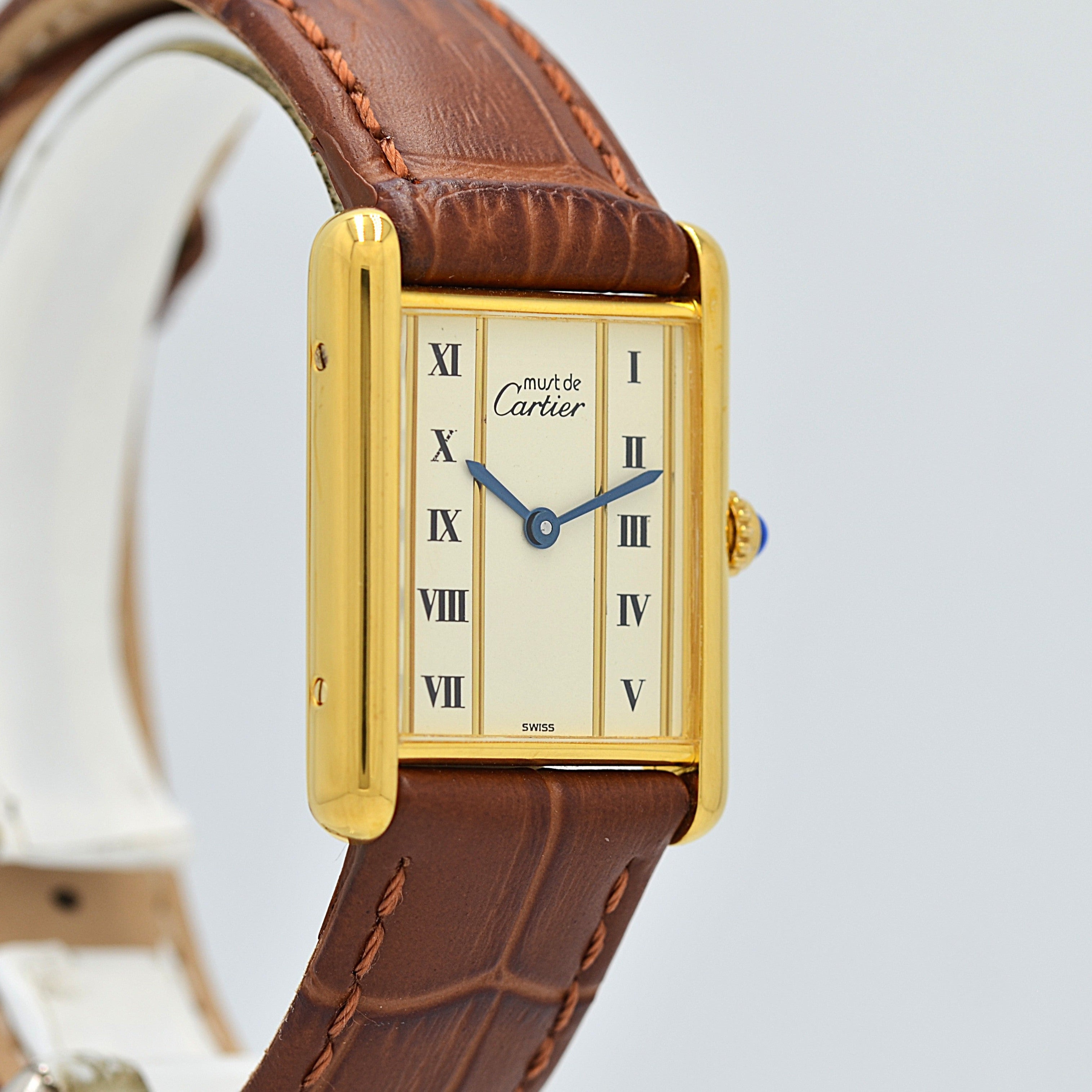 【Cartier】カルティエ マストタンクLM 縦ローマ 純正尾錠付き