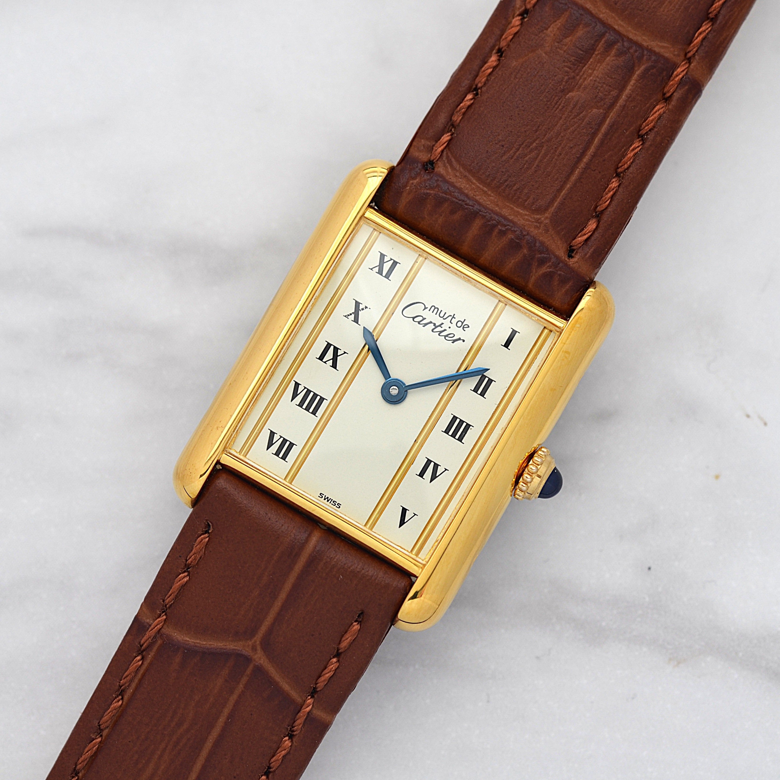 【Cartier】カルティエ マストタンクLM 縦ローマ 純正尾錠付き