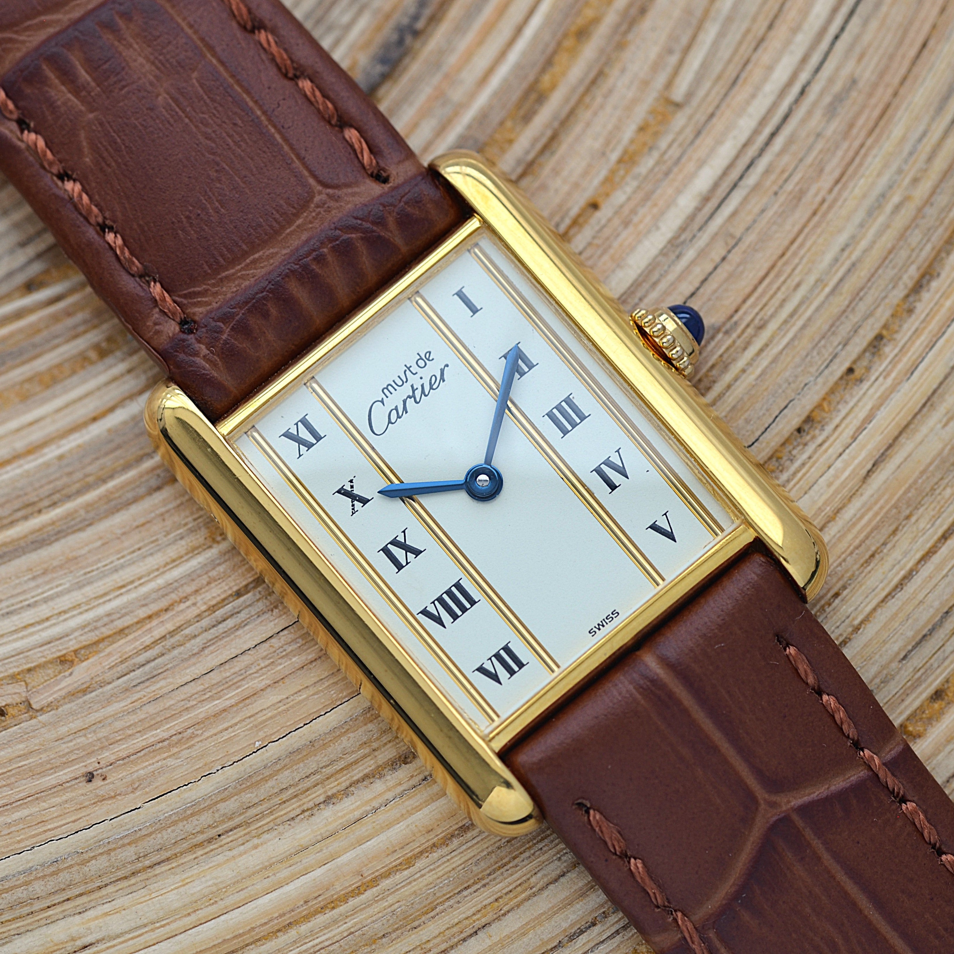 【Cartier】カルティエ マストタンクLM 縦ローマ 純正尾錠付き