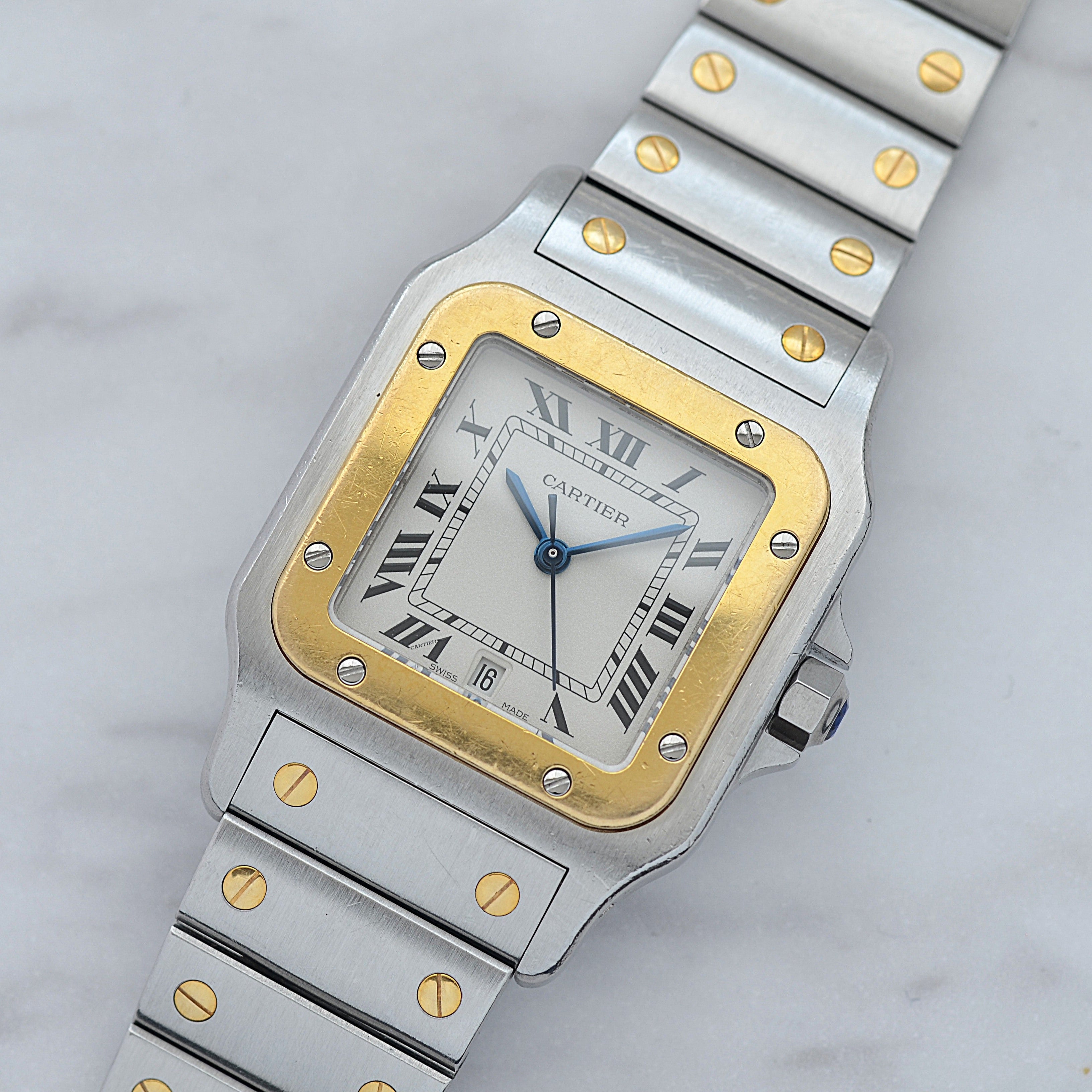 【Cartier】カルティエ サントスガルベ LMクォーツ 18KYG×SS カルティエコンプリートサービス済み