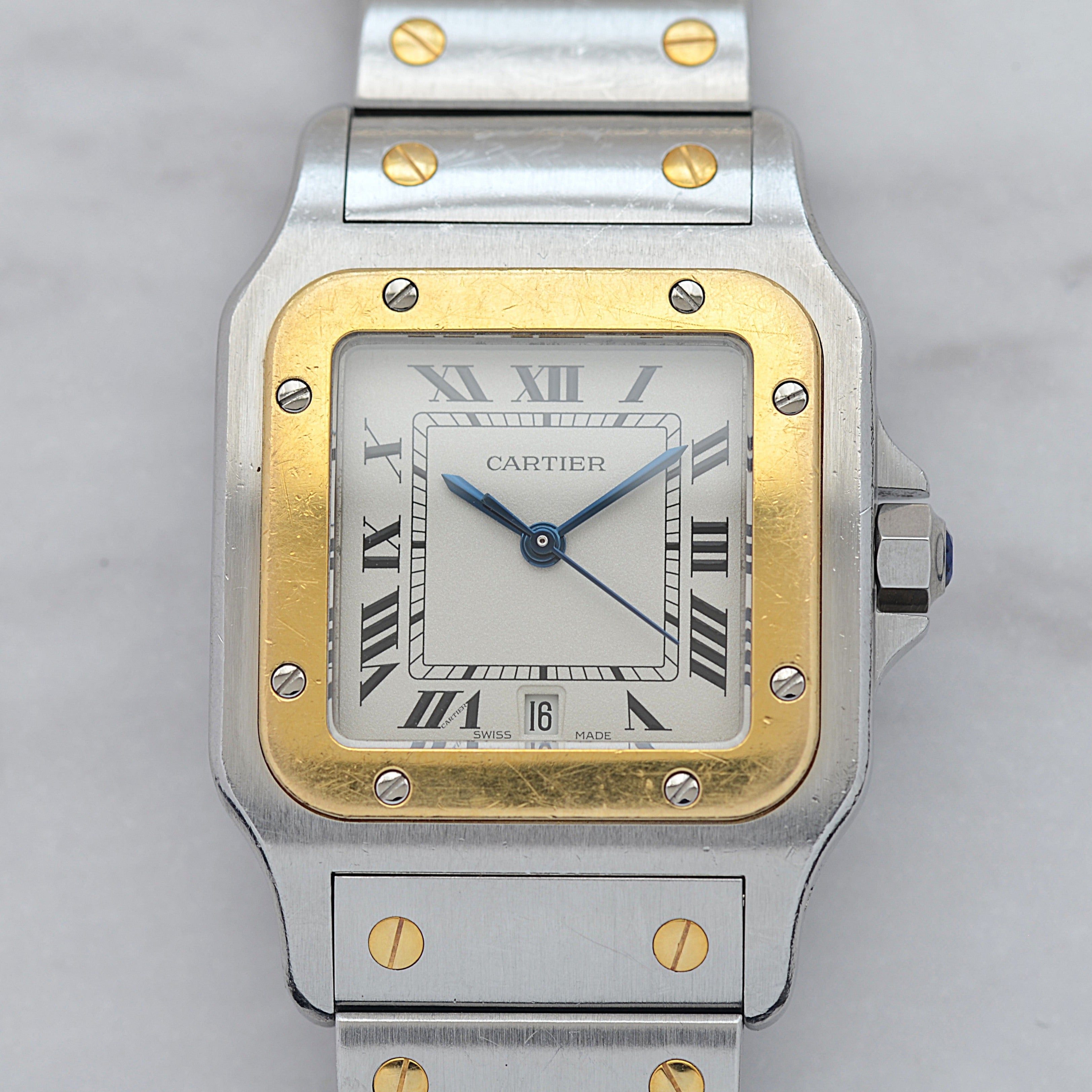 【Cartier】カルティエ サントスガルベ LMクォーツ 18KYG×SS カルティエコンプリートサービス済み