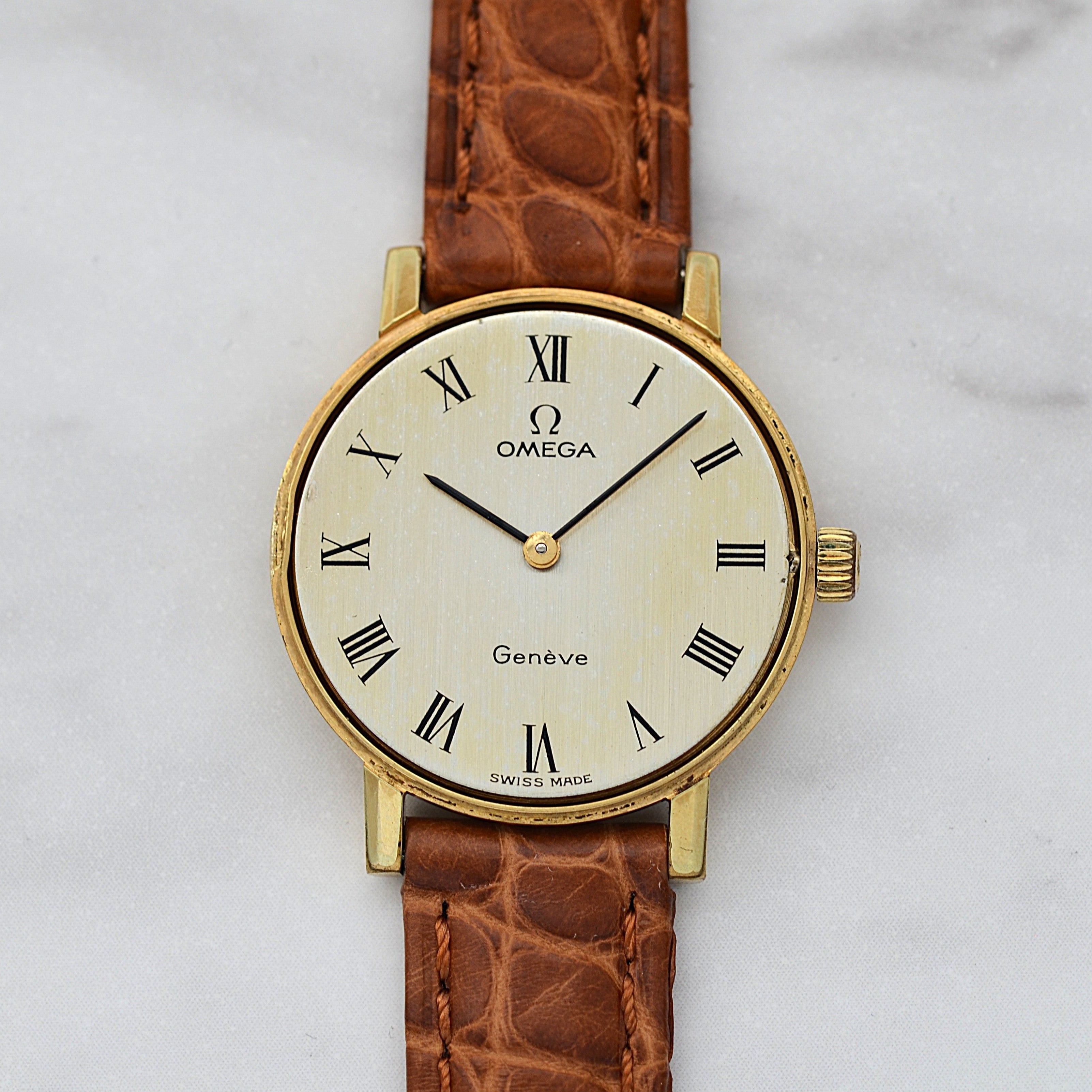 【OMEGA】オメガ ジュネーヴ GP ラウンド Silver Roman 純正尾錠付き