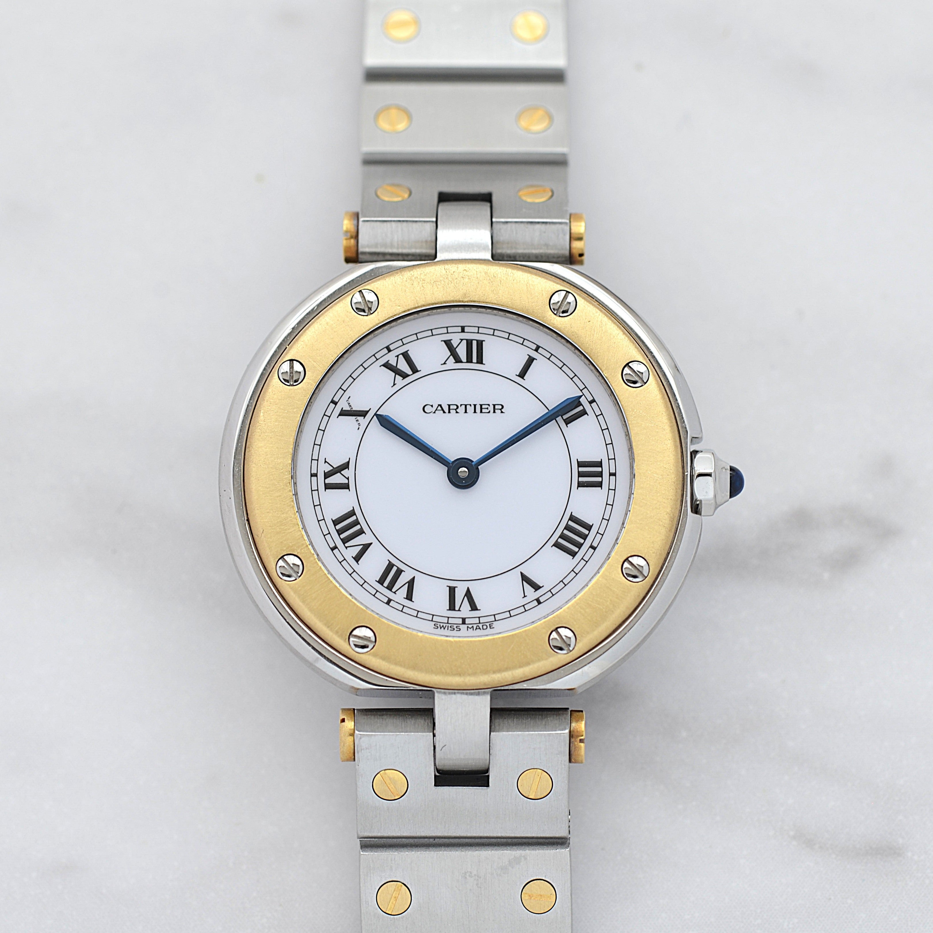 【Cartier】カルティエ サントスヴァンドーム SM 18KYG×SS カルティエコンプリートサービス済み