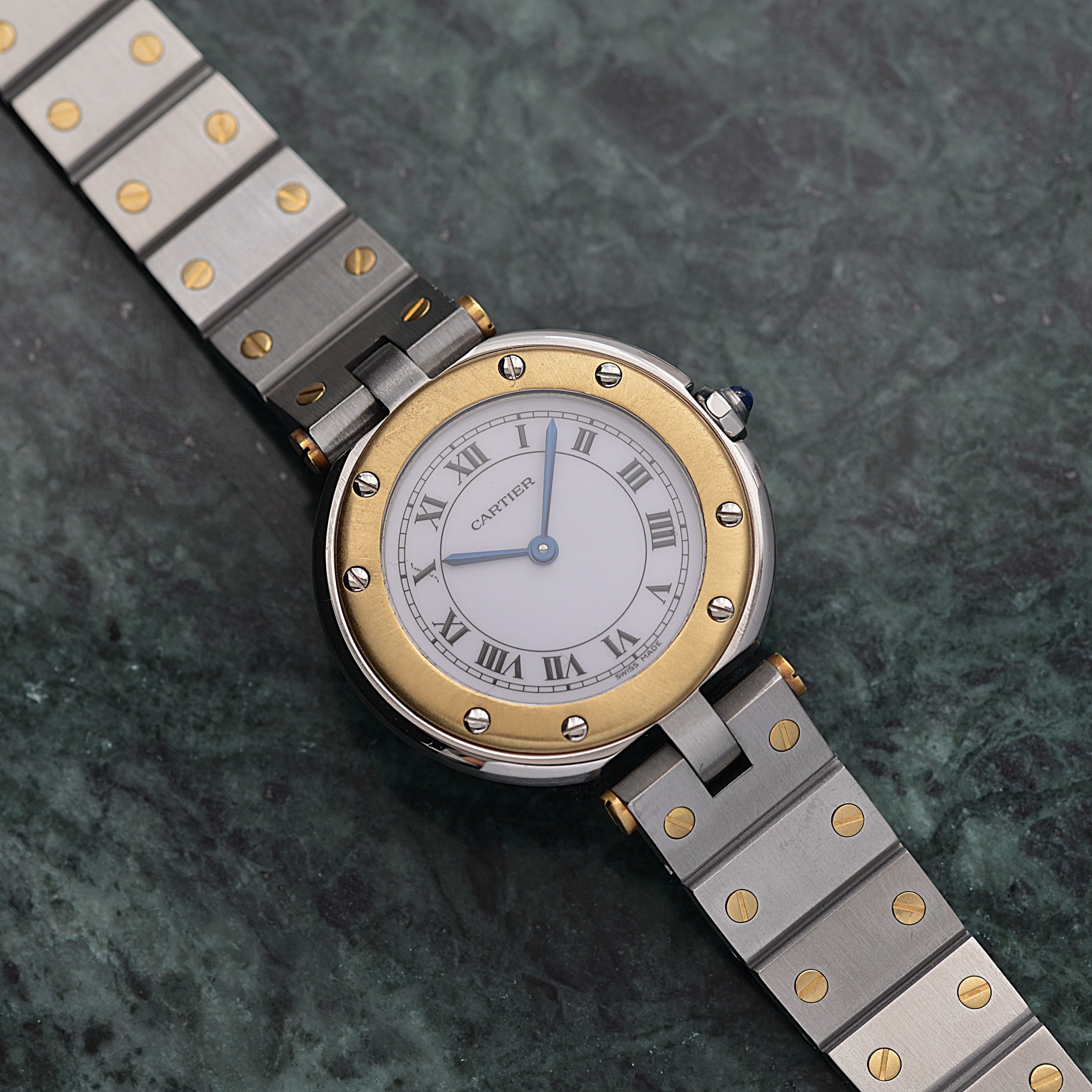 【Cartier】カルティエ サントスヴァンドーム SM 18KYG×SS カルティエコンプリートサービス済み