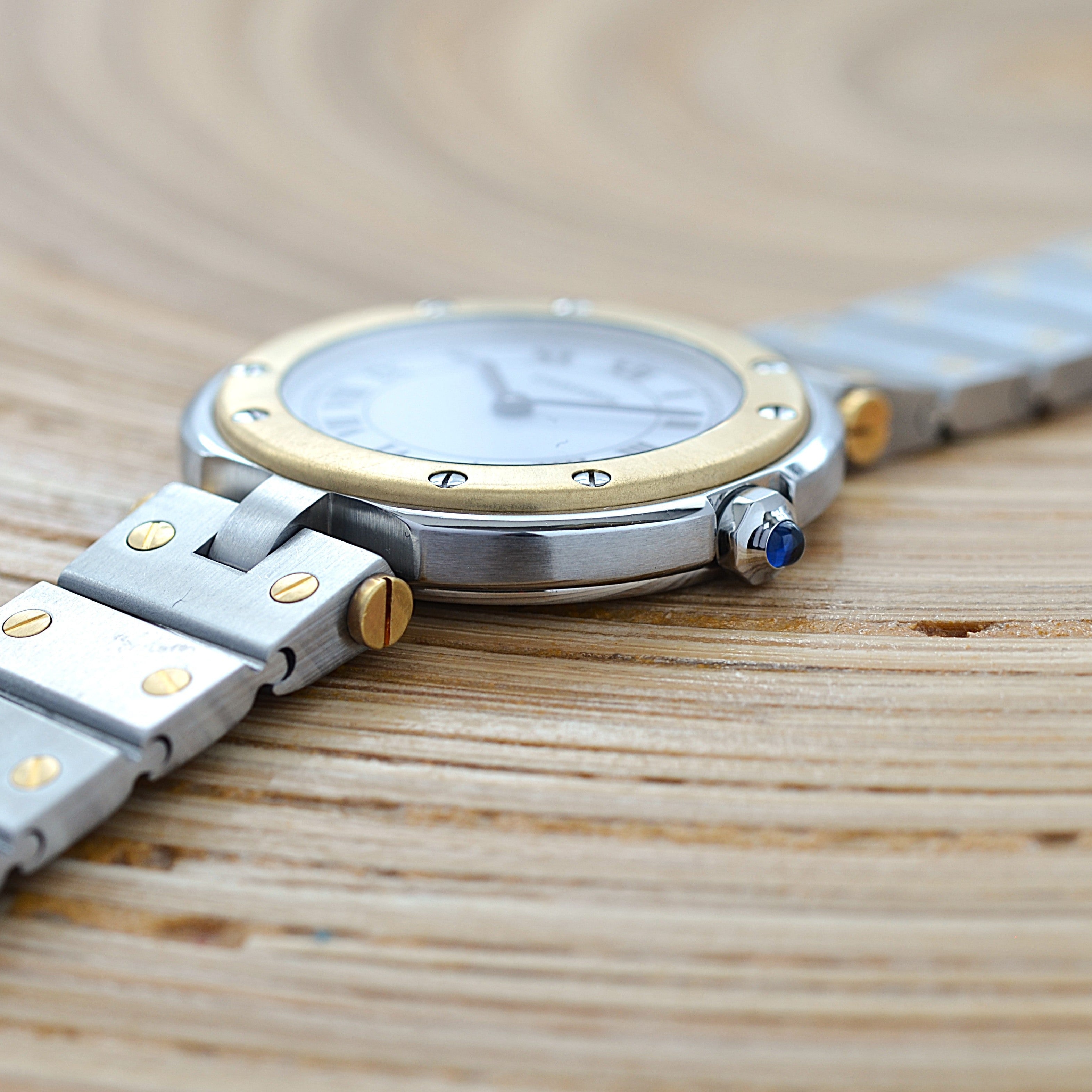 【Cartier】カルティエ サントスヴァンドーム SM 18KYG×SS カルティエコンプリートサービス済み