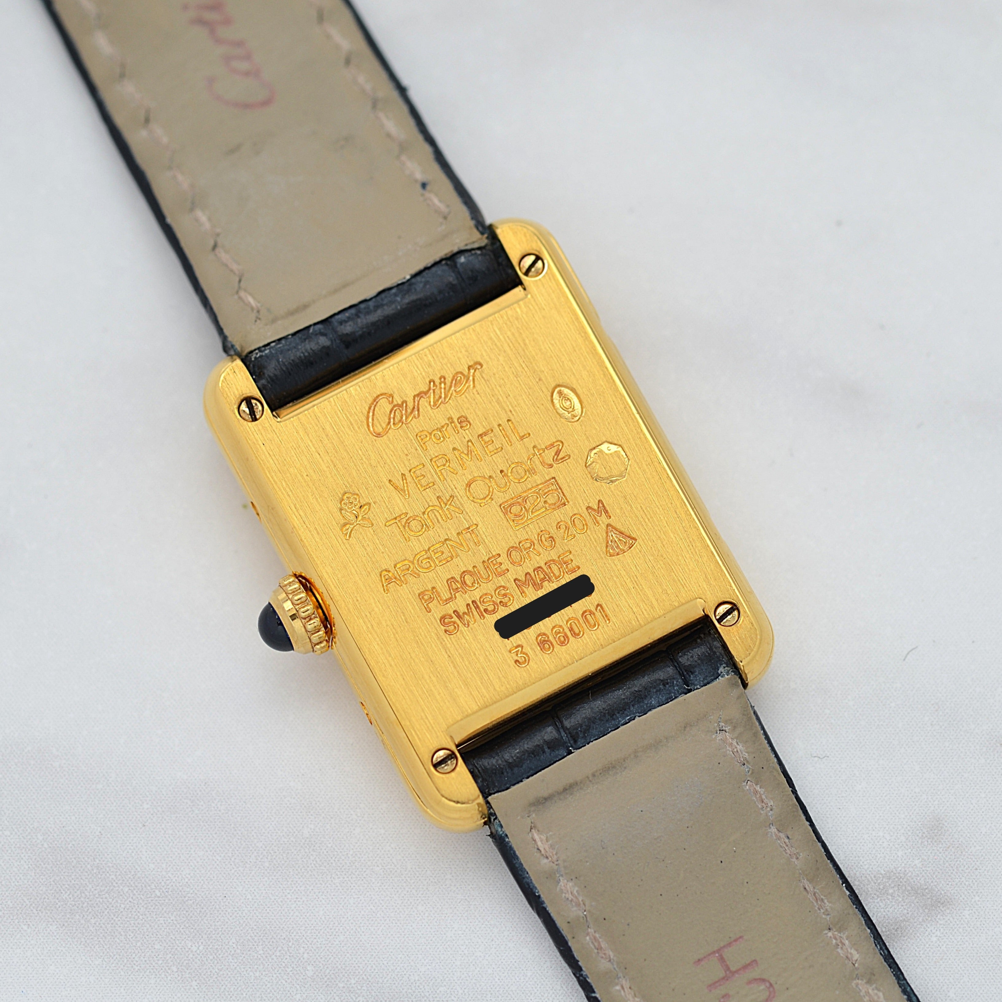 【Cartier】カルティエ マストタンクSM アイボリーローマQZ SWISS MADE 表記 純正尾錠付き