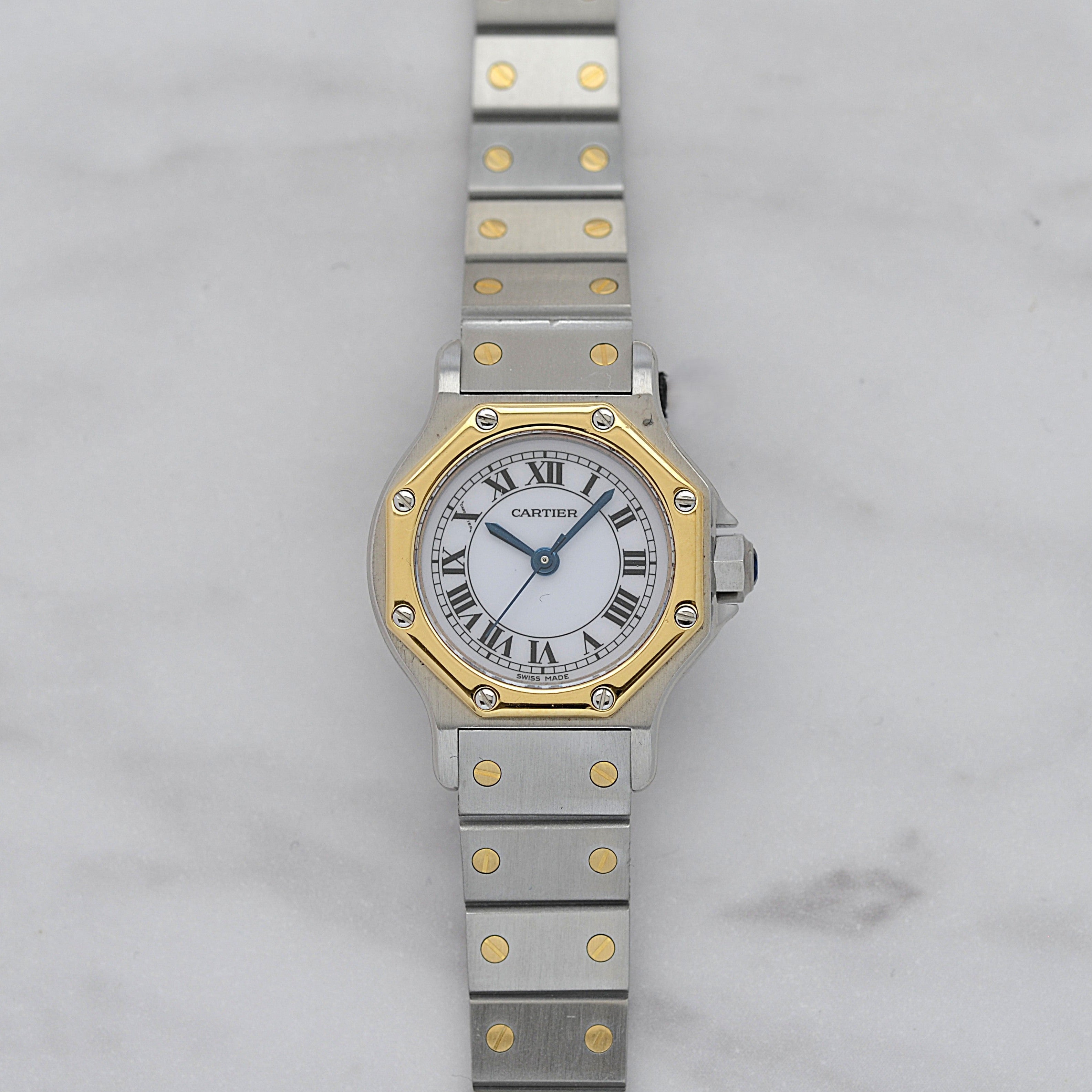 【Cartier】カルティエ サントスオクタゴンSM 18KYG×SS 永久保証書付き