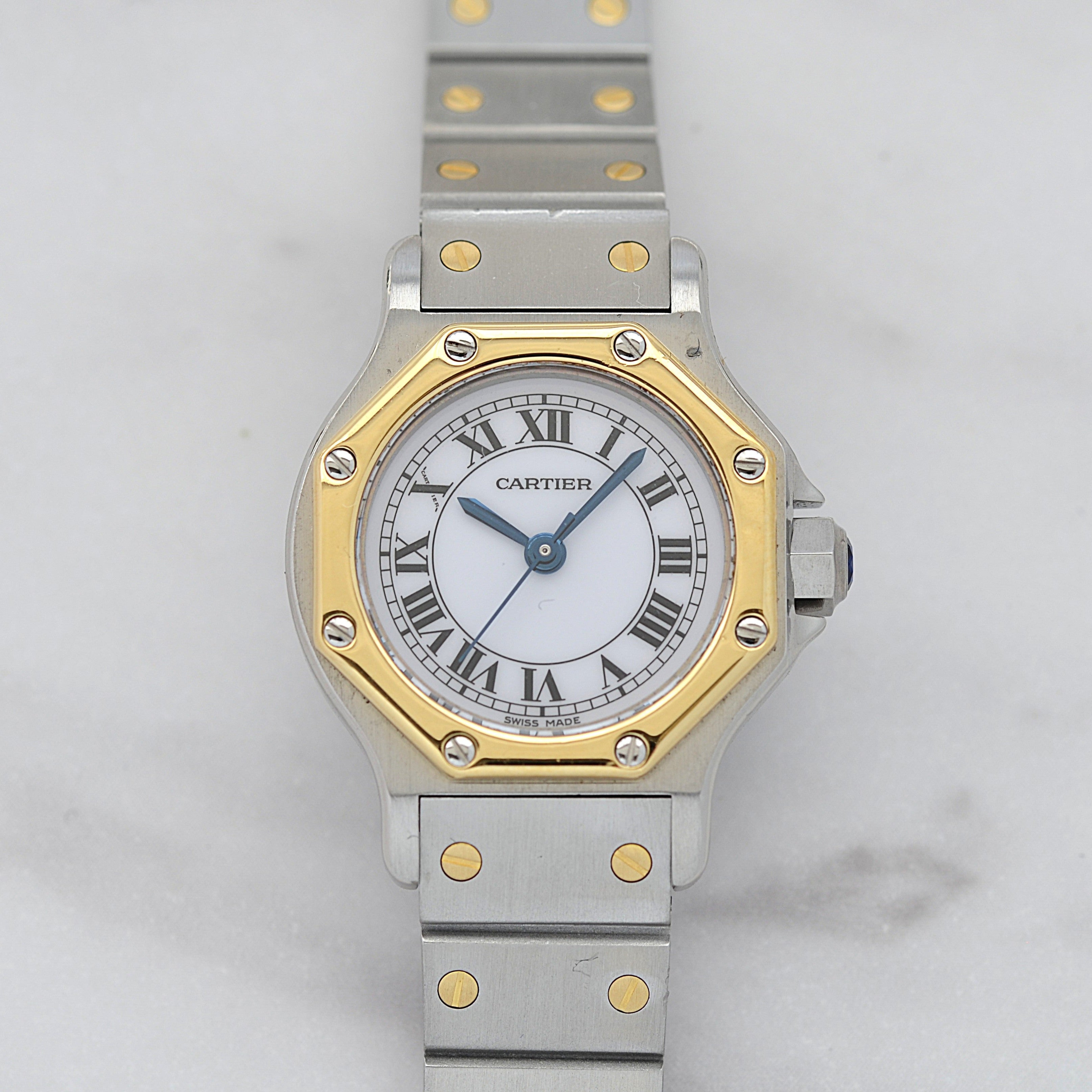 【Cartier】カルティエ サントスオクタゴンSM 18KYG×SS 永久保証書付き