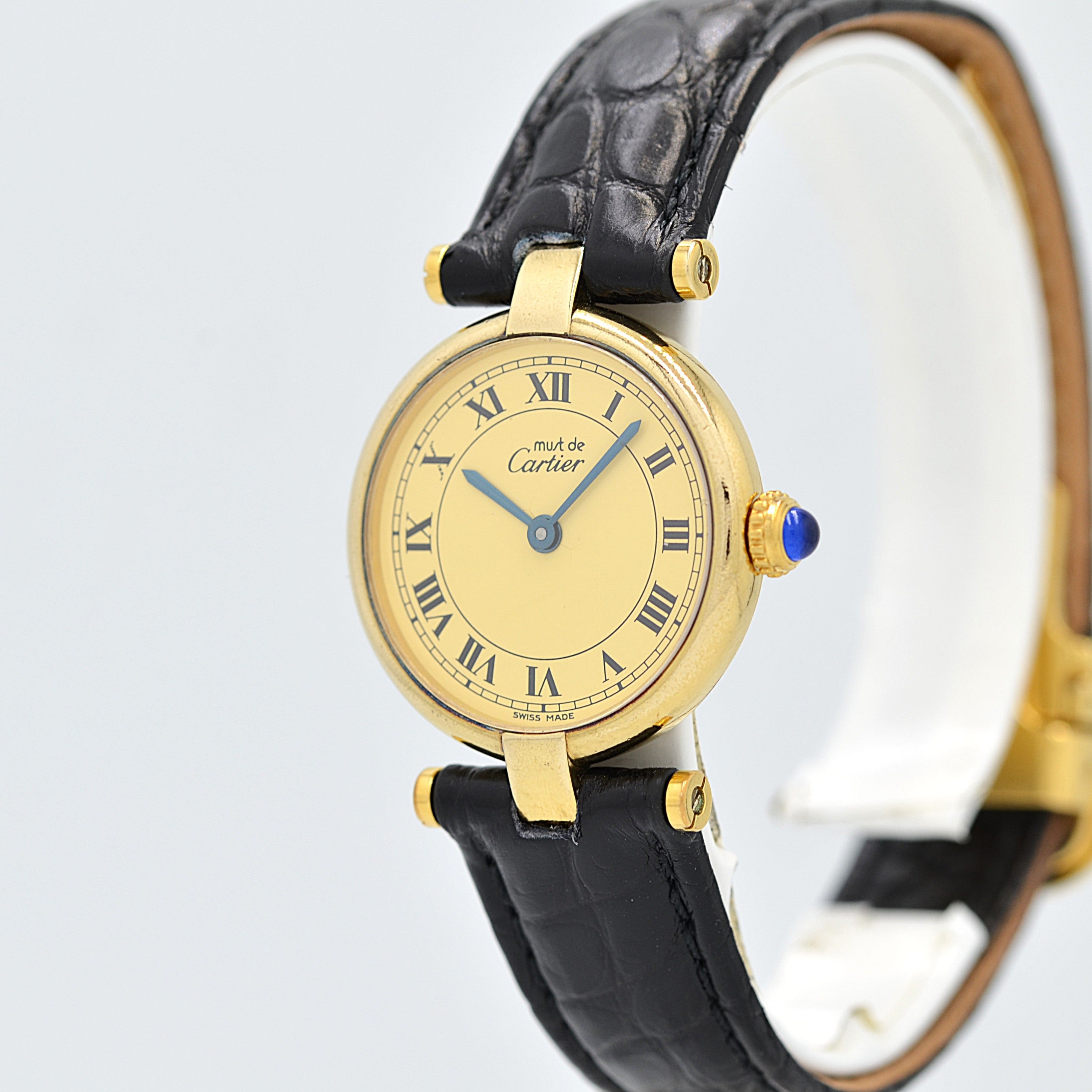 【Cartier】カルティエ マストヴァンドームSM アイボリーローマ文字盤 純正Dバックル付き