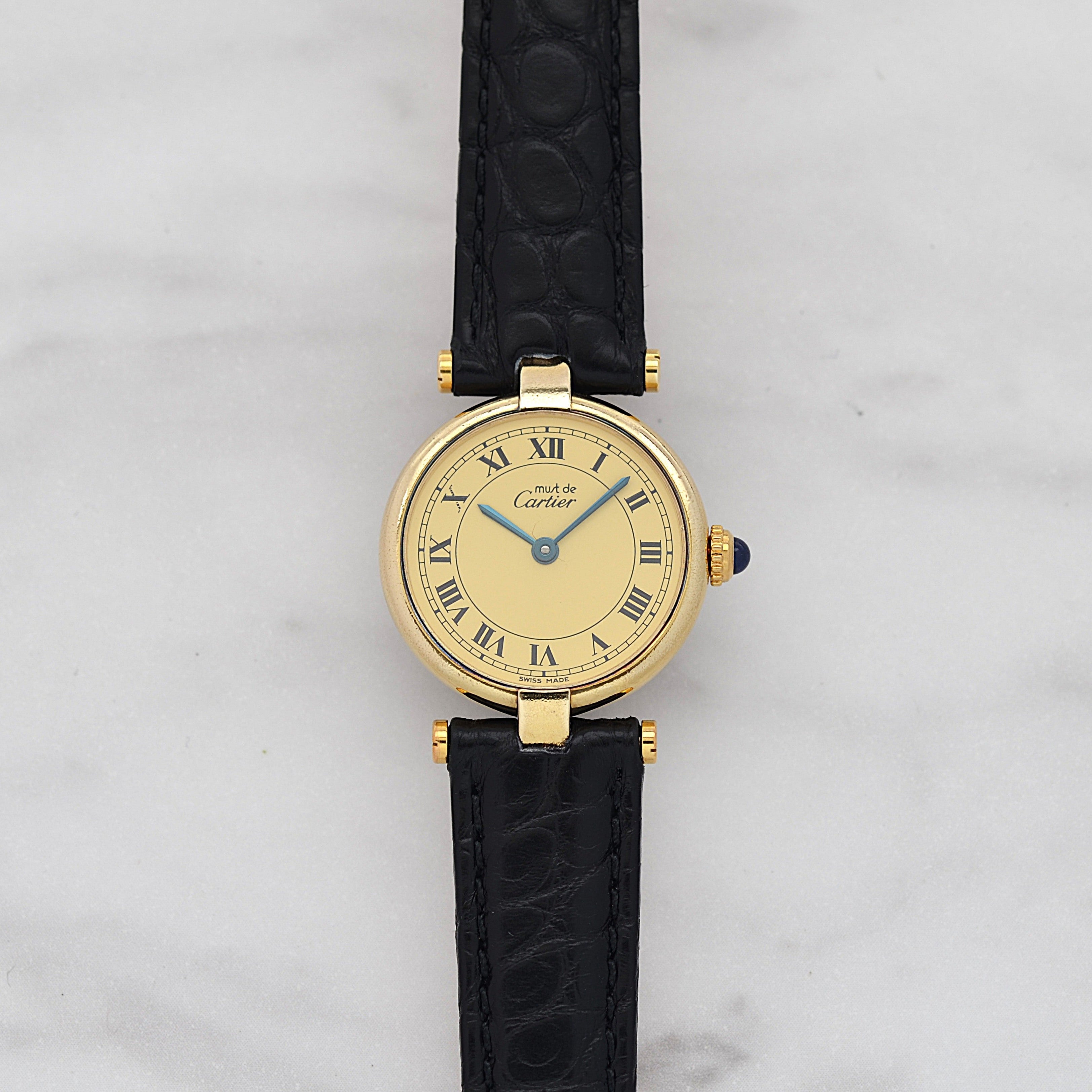 【Cartier】カルティエ マストヴァンドームSM アイボリーローマ文字盤 純正Dバックル付き