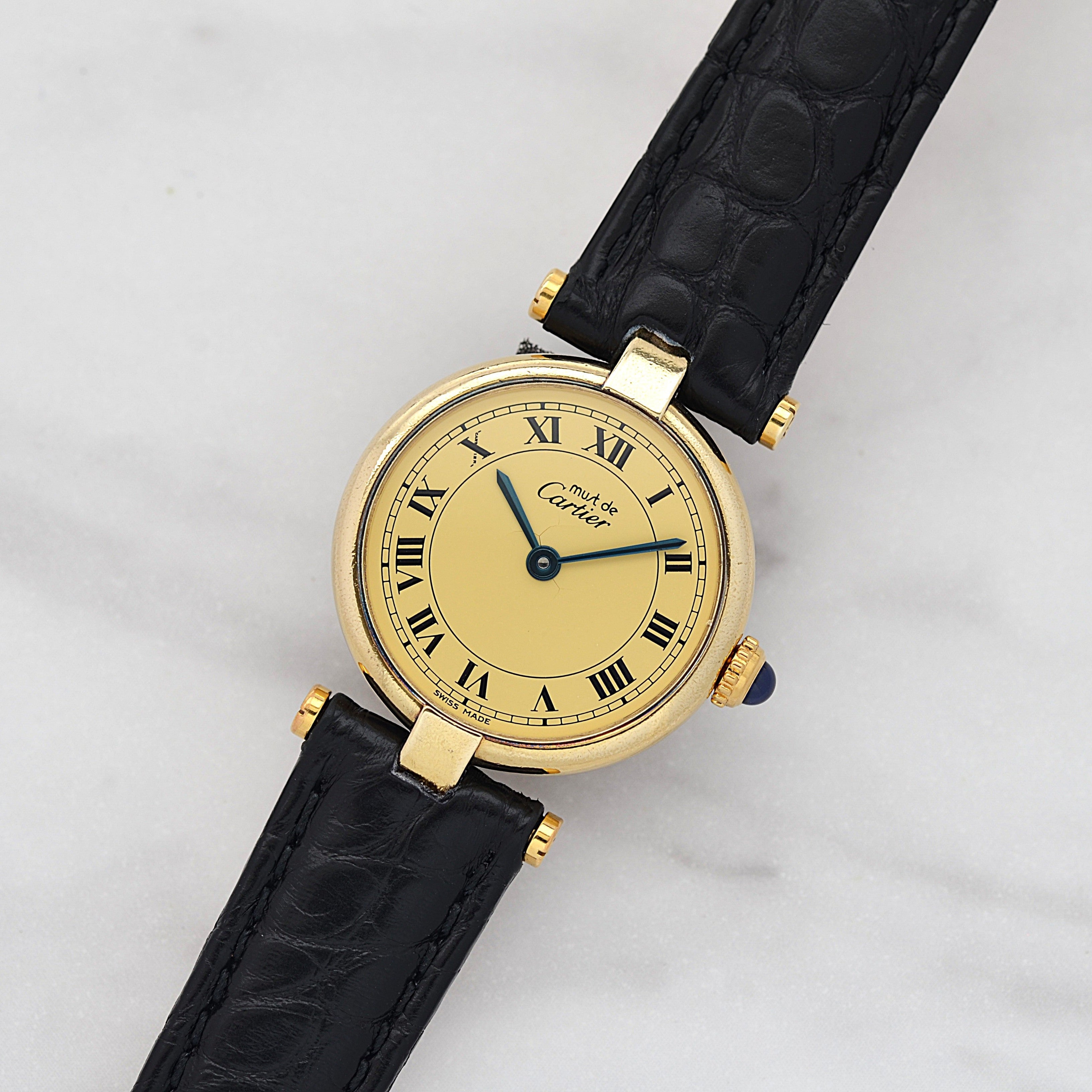 【Cartier】カルティエ マストヴァンドームSM アイボリーローマ文字盤 純正Dバックル付き