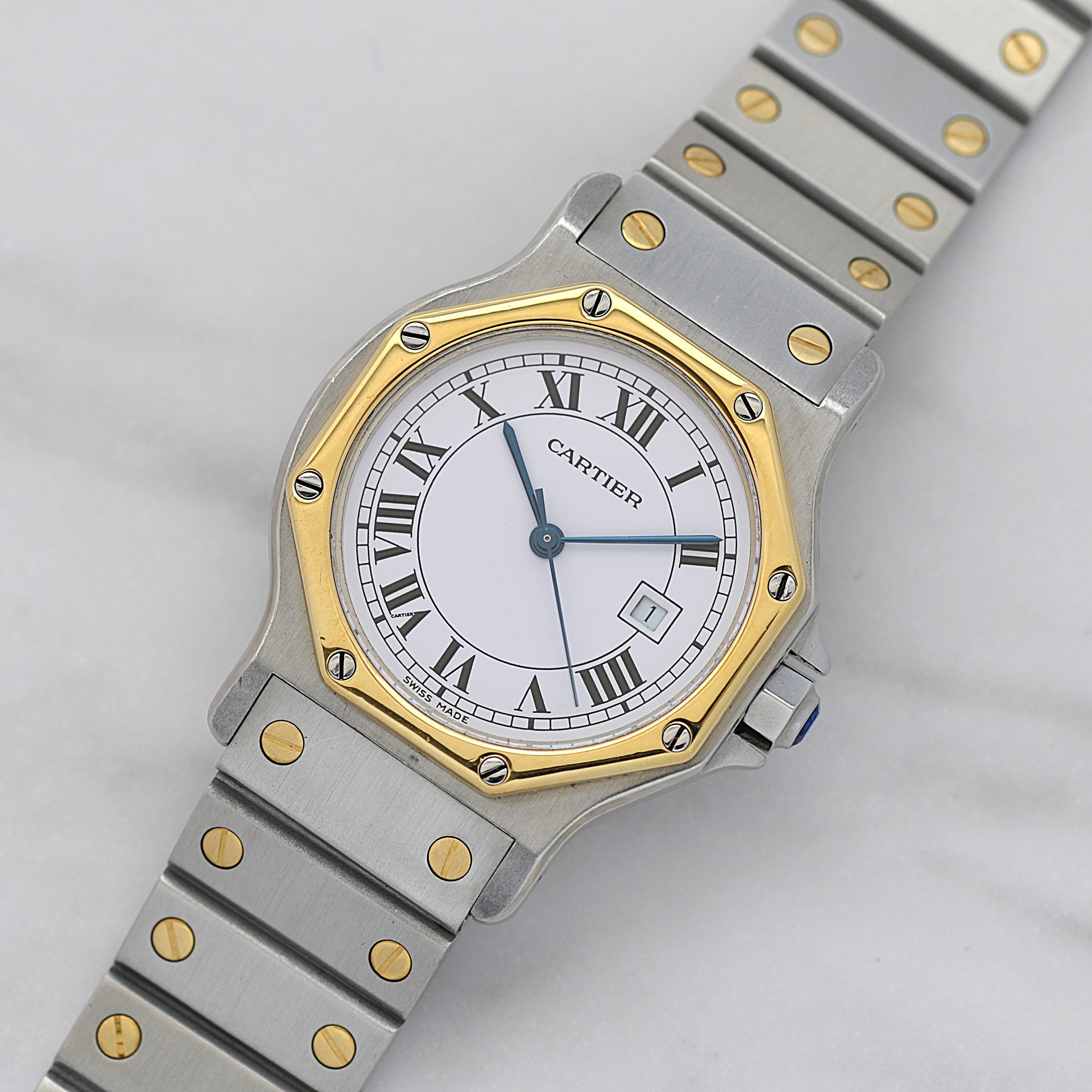【Cartier】カルティエ サントスオクタゴンLM 18KYG×SS SWISS MADE 表記