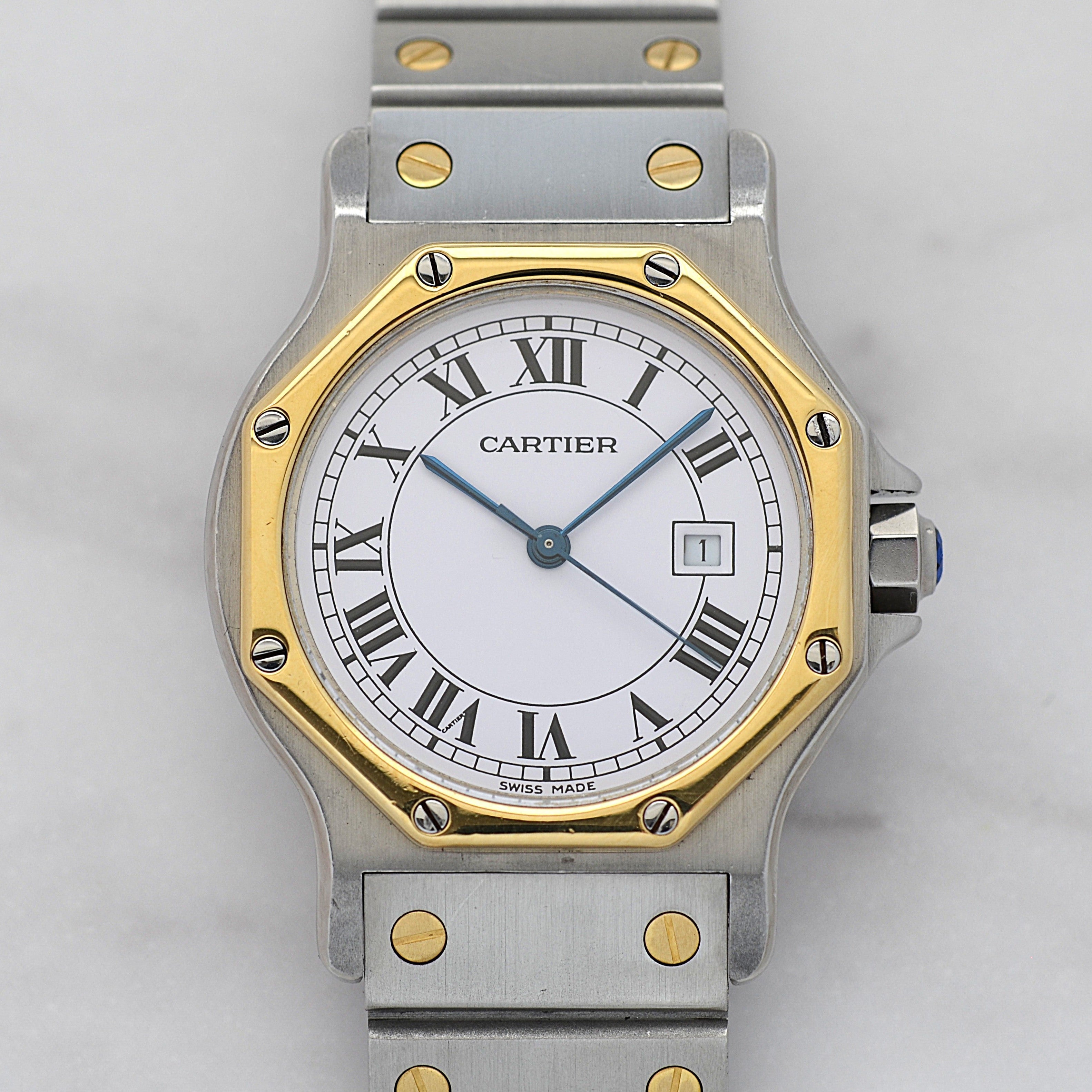 【Cartier】カルティエ サントスオクタゴンLM 18KYG×SS SWISS MADE 表記