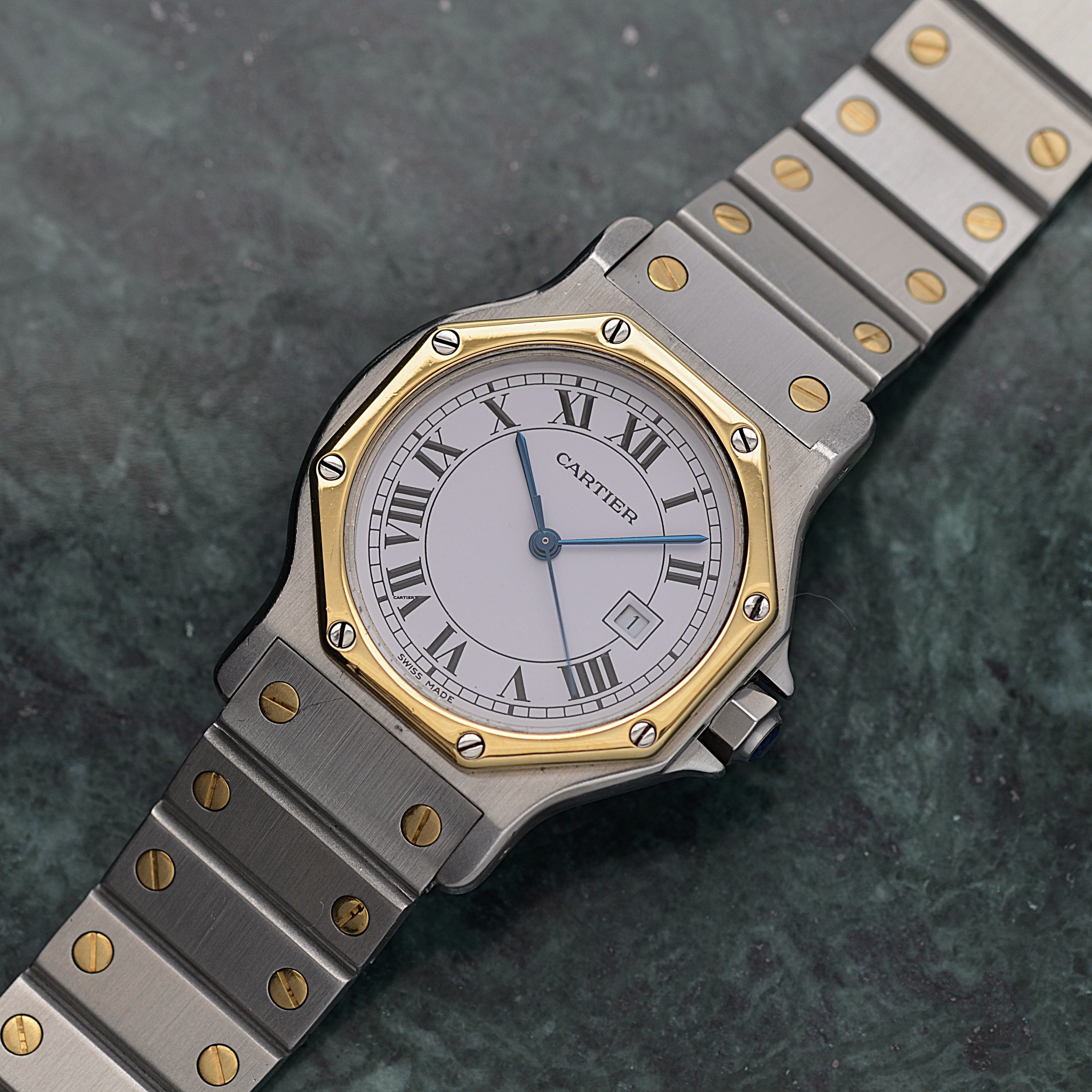 【Cartier】カルティエ サントスオクタゴンLM 18KYG×SS SWISS MADE 表記