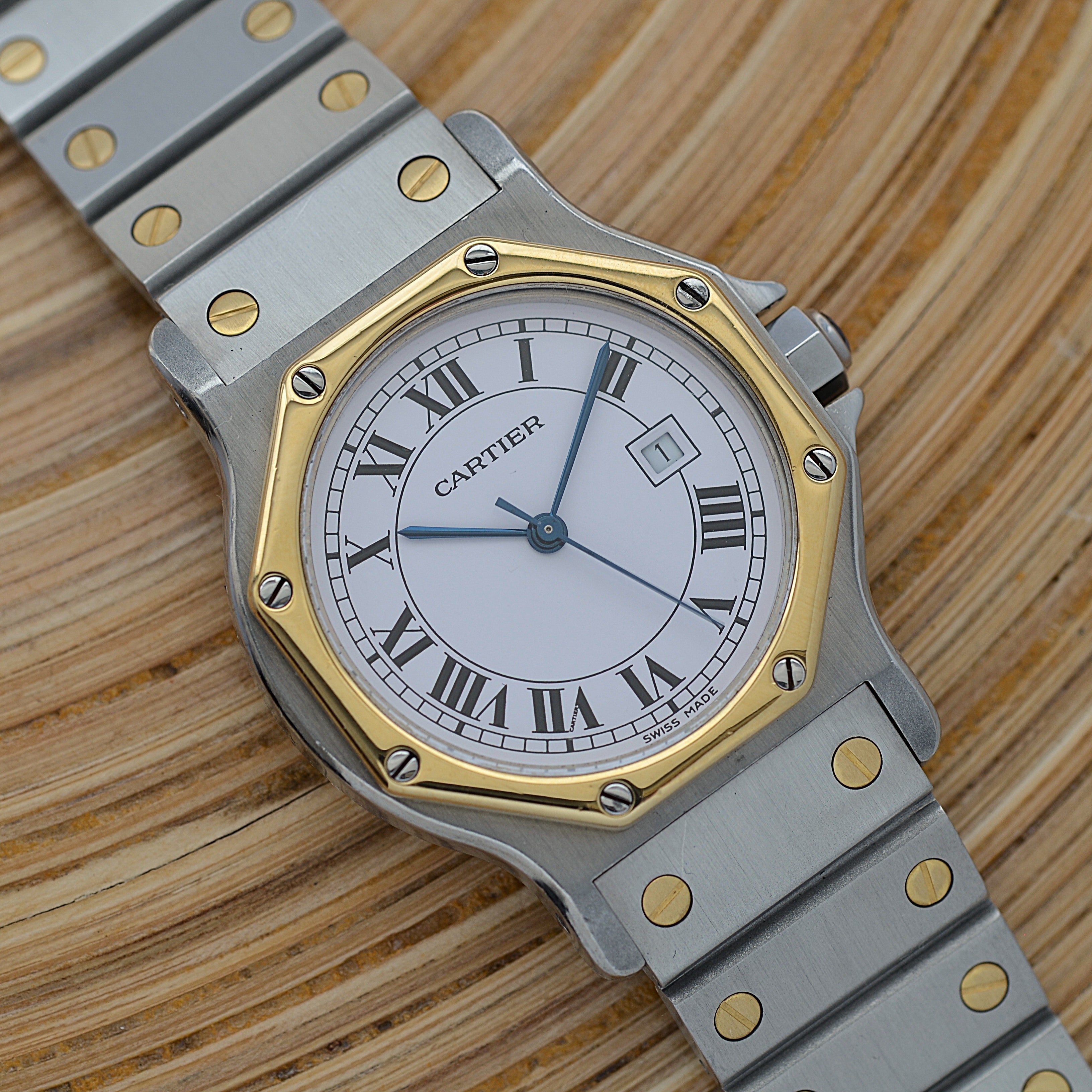 【Cartier】カルティエ サントスオクタゴンLM 18KYG×SS SWISS MADE 表記