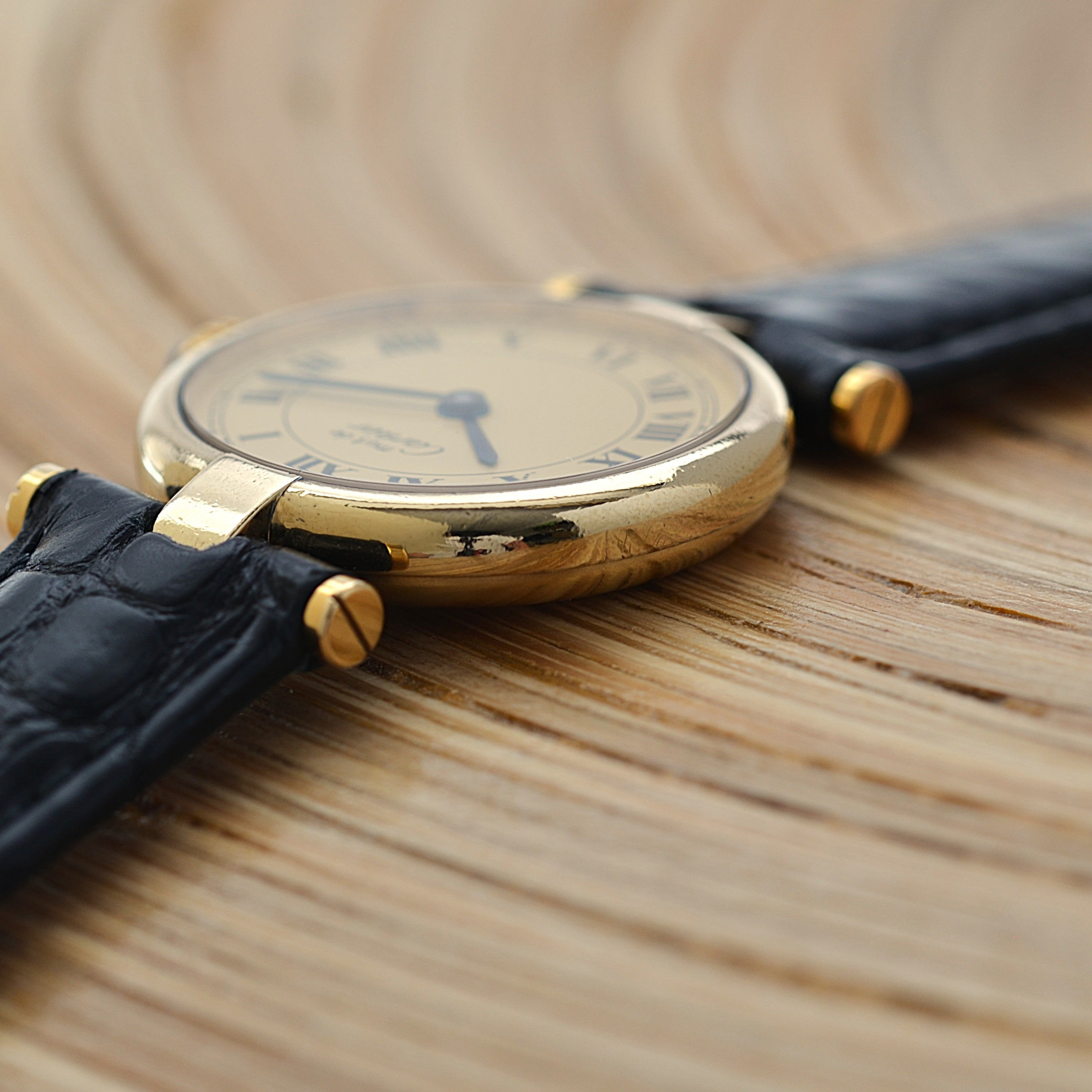 【Cartier】カルティエ マストヴァンドームSM アイボリーローマ文字盤 純正Dバックル付き