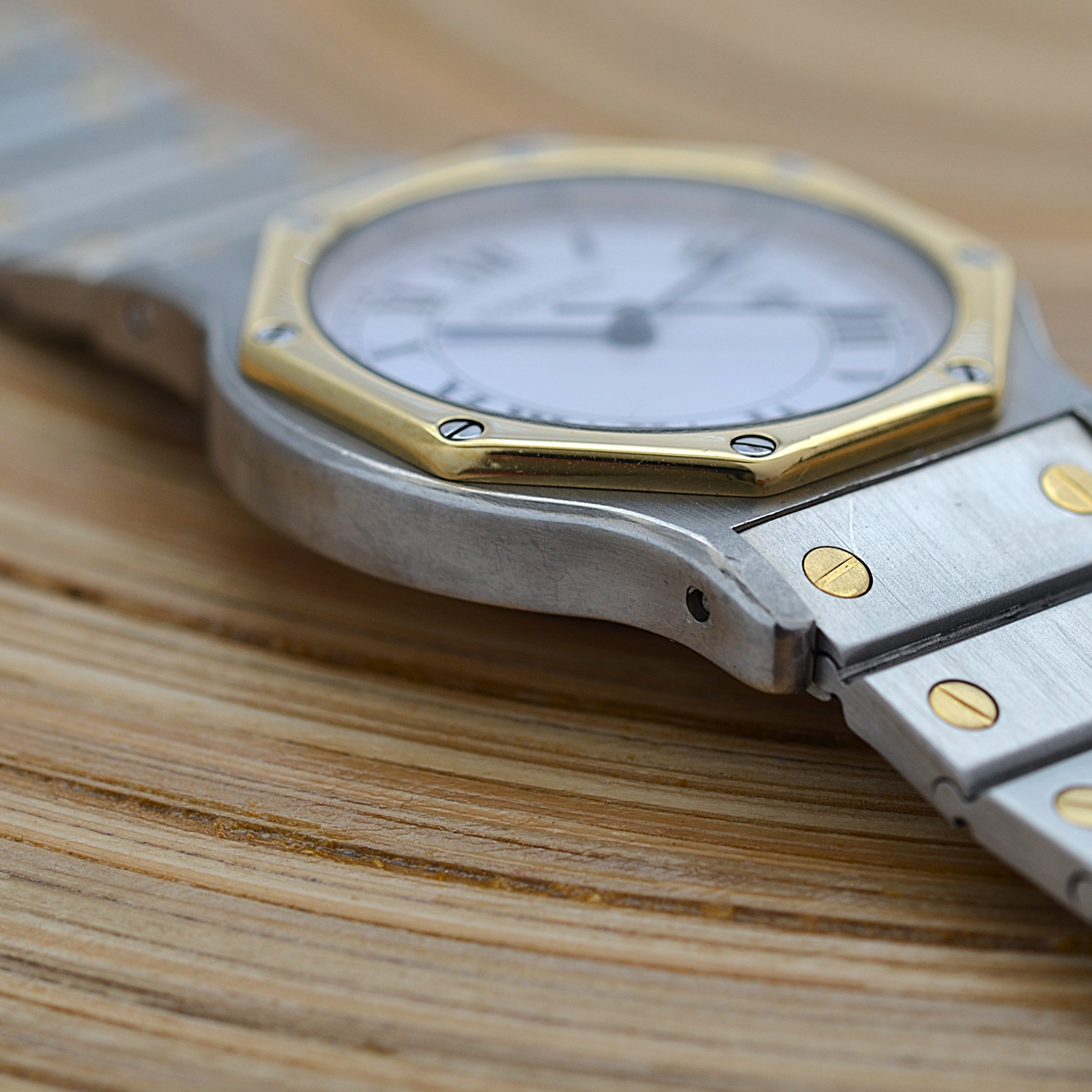 【Cartier】カルティエ サントスオクタゴンLM 18KYG×SS SWISS MADE 表記