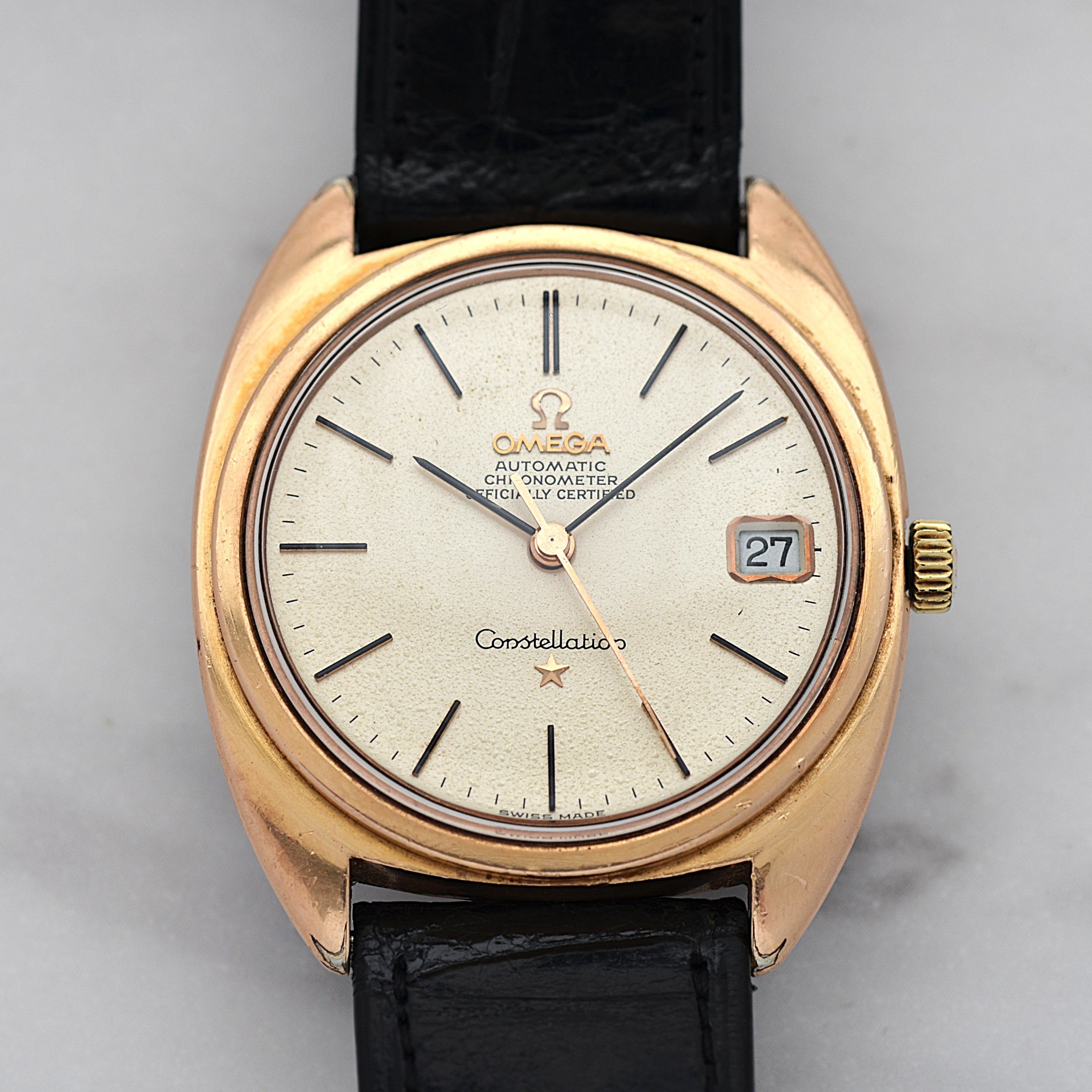 [歐米茄] 歐米茄星座系列日期顯示 C-Line 粉紅金錶殼配正品錶扣