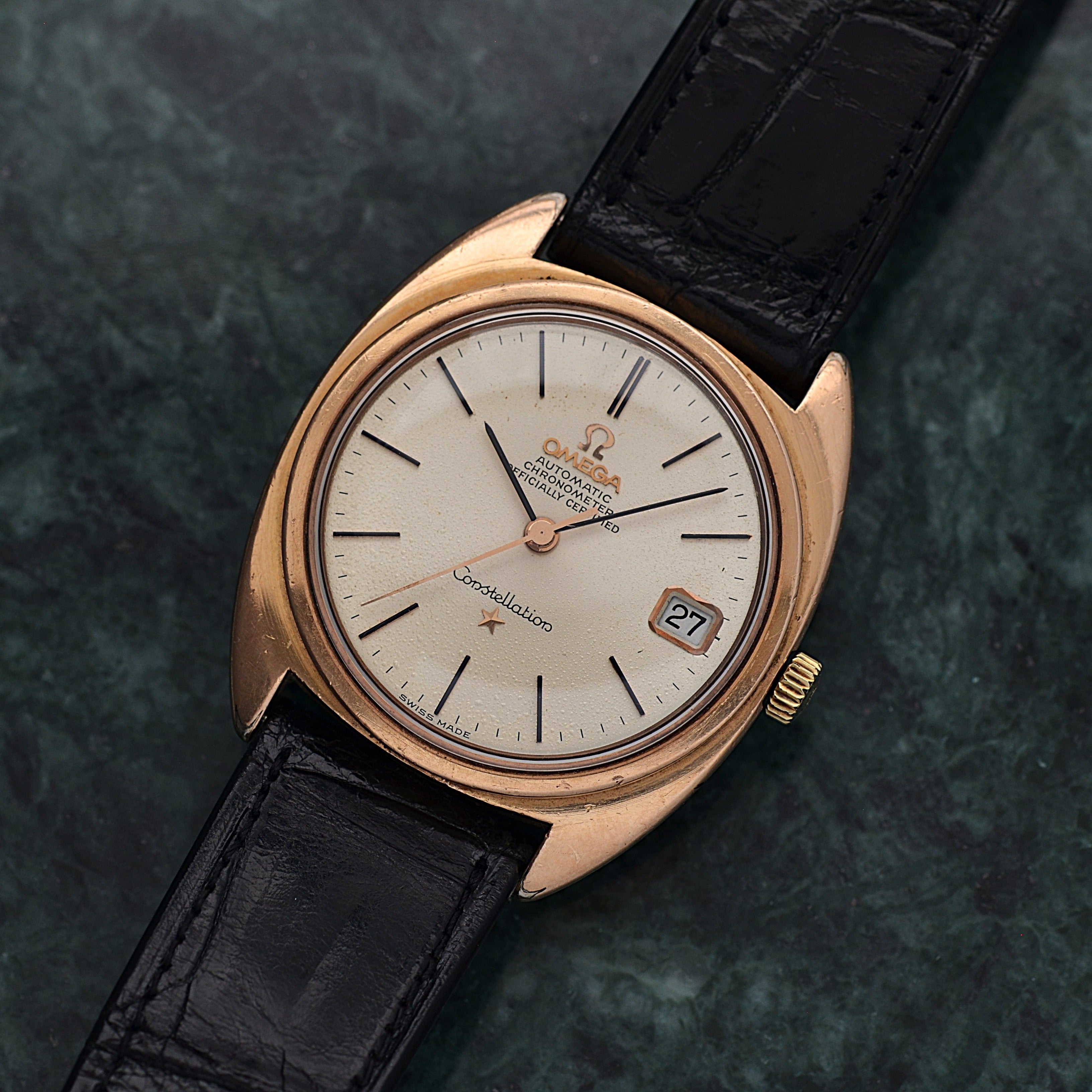 [歐米茄] 歐米茄星座系列日期顯示 C-Line 粉紅金錶殼配正品錶扣